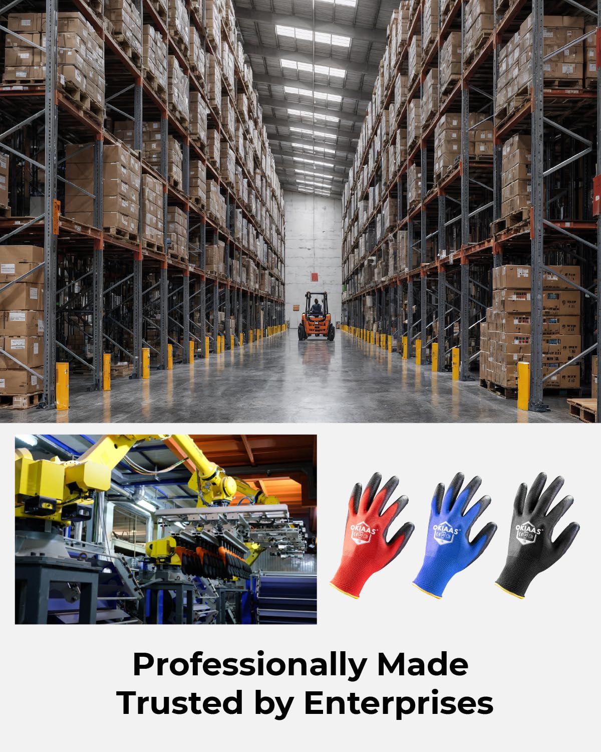 OKIAAS Work Gloves for Men,Ultra Thin and Lightweight Working Gloves with Grip,12 Pairs Bulk Pack Construction Gloves with Polyurethane Coating,Safety Gloves for Light Duty Work (Black, Large)