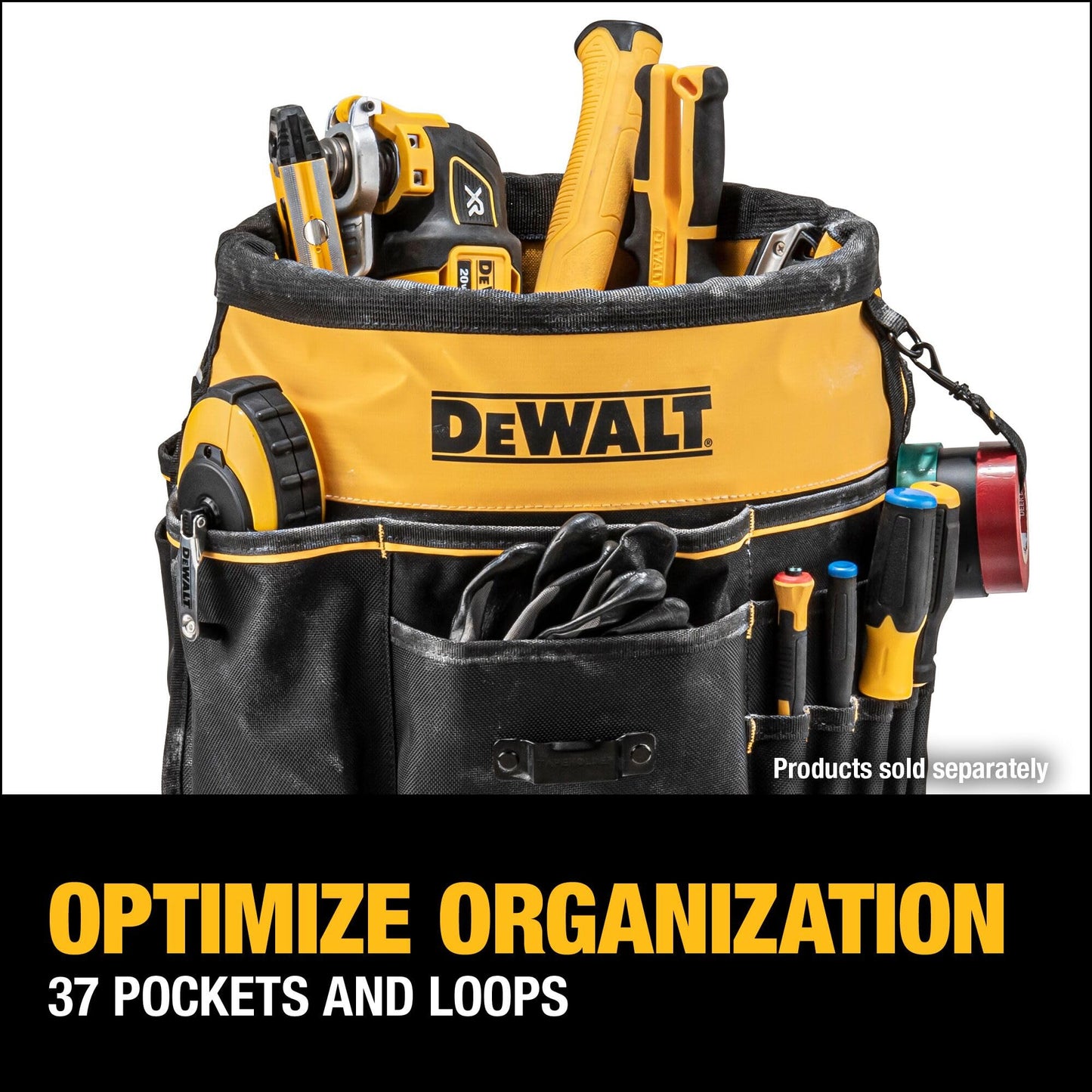 DEWALT Tool Organizer, 37 Pockets and Loops for Tool Storage Including a TOUGHCASE Pocket (DWST560109)