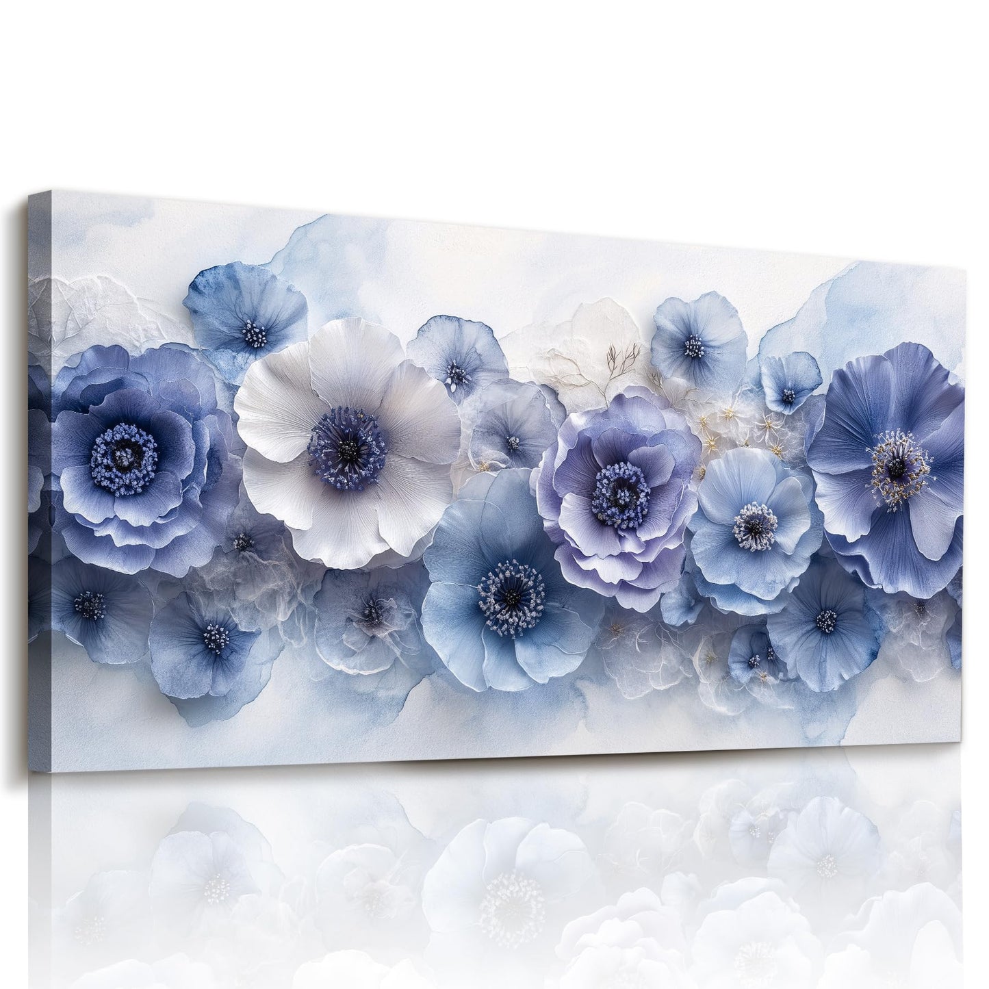 imjiayu Flower Wall Art, Large Wall Decor, Blue Wall Art, Botanical Floral Prints, Peony Chic Modern Art, Nature Aesthetic Paintings Wall Decor Living Room Bedroom Office Home Decorations 20"x40"