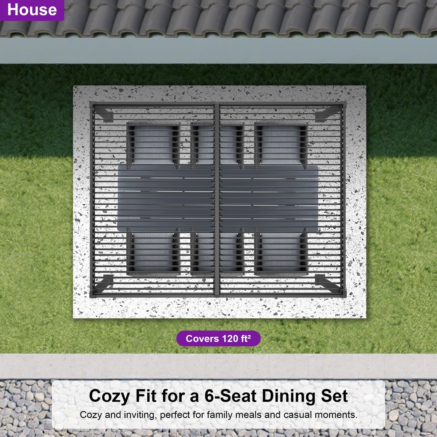 PURPLE LEAF Louvered Pergola 10' x 12' Aluminum Outdoor Pergola with Adjustable Louvers Roof and Integrated Drainage System 70 Mph High Wind Resistant Small Pergolas for Patio Deck Porch Yard