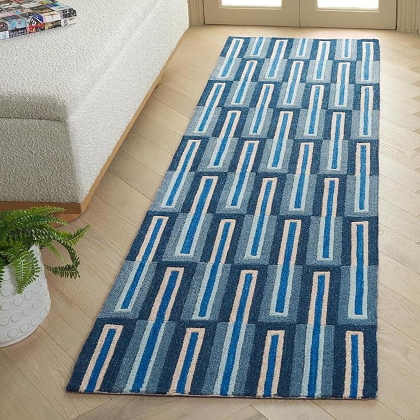 TTC THREAD & TEXTURE CARPET Hand Tufted Area Rug Soft Wool Carpet with Cotton Backing Elegant Home & Office Floor Décor Weight- (9 Pound) 3' x 5' (Rectangular) Blue1