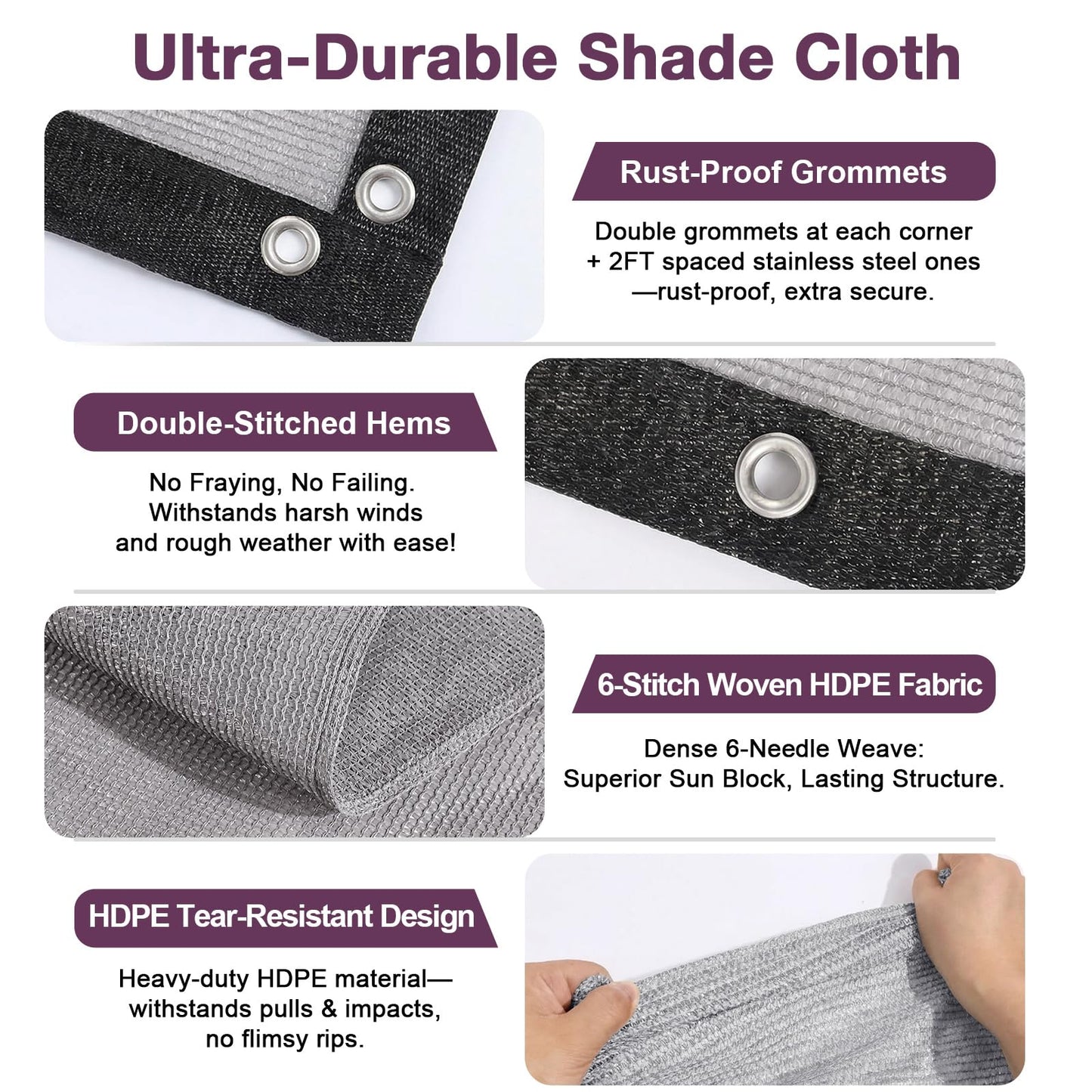 Outaro 90% Sun Shade Cloth with Gromments, 0 6' X 0 8' Pergola Shade Cover Canopy, UV Protection Mesh Tarp Sun Screens for Outdoor Patio Garden Gazbos Porch Courtyard, Light Gray