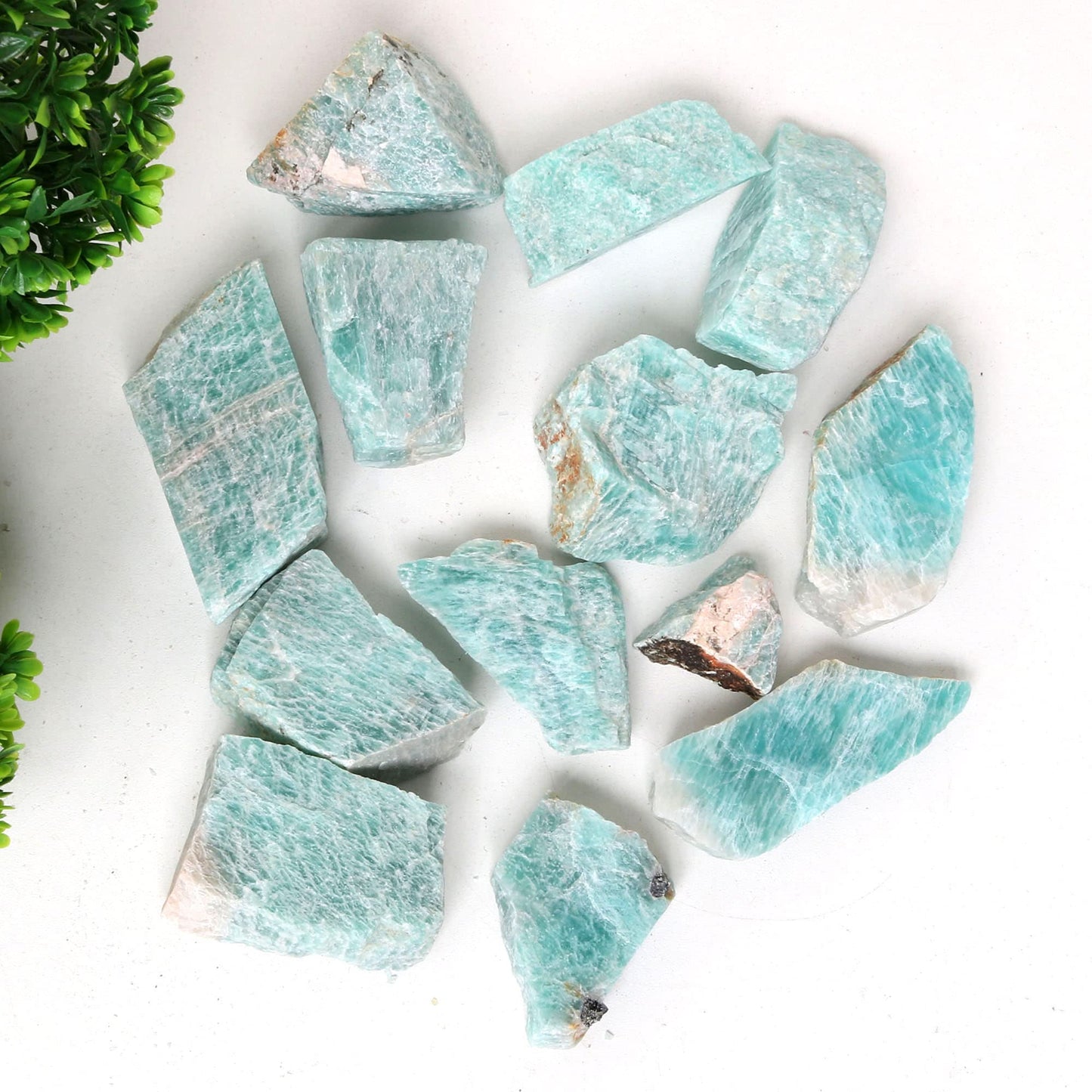 REAL-GEMS Natural Raw Healing Crystals Rough Stones for Tumbling, Cabbing, Polishing, Wire Wrapping, Wicca & Reiki Crystal Healing, Mix Gemstones,7 Chakra (Amazonite)