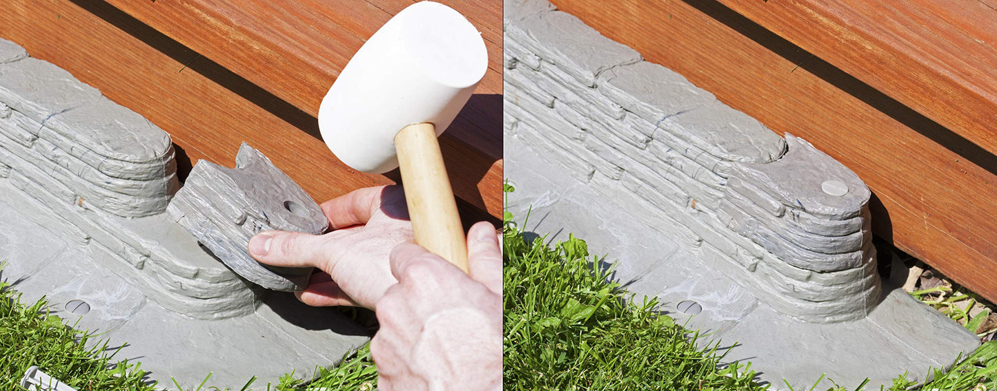 Emsco Group 2032HD Bedrocks Trim-Free Gray, 20 Feet – Natural Stacked Slate Design Garden Lawn Edging