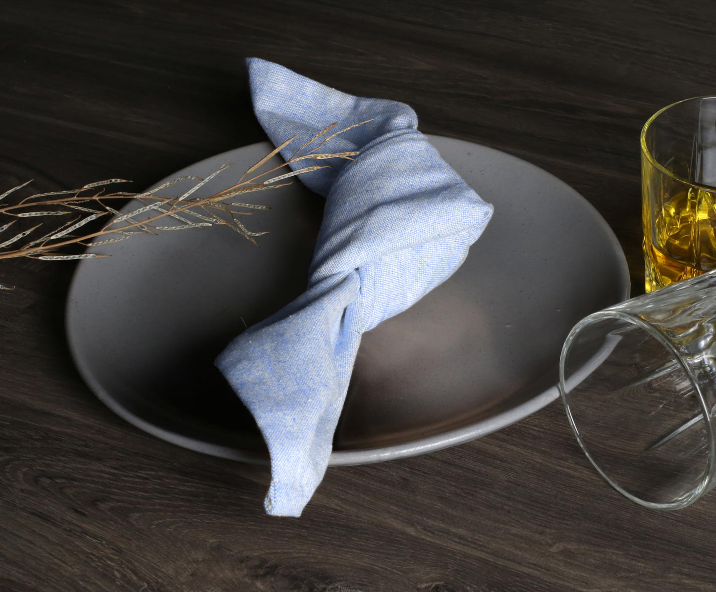 Native Fab Solid Cloth Napkin Set of 12, 100% Chambray Cotton, Washable, Reusable Dinner Cloth Napkin 17x17 inches, Table Decor Napkins for Dinner, Events, Sky Blue