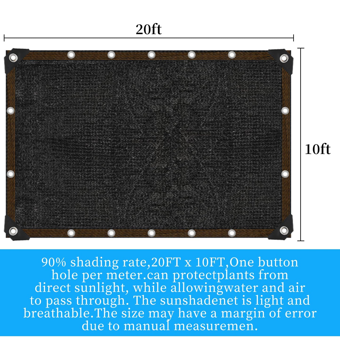 90% Shade Cloth for Garden 10x20FT Shade Cloth with Grommets,Shade Tarp for Plants,Shade Tarps for Outdoors,Patio Covers for Shade and Rain,Suitable for Shading Plants,Garage,Summer Garden Shade Net