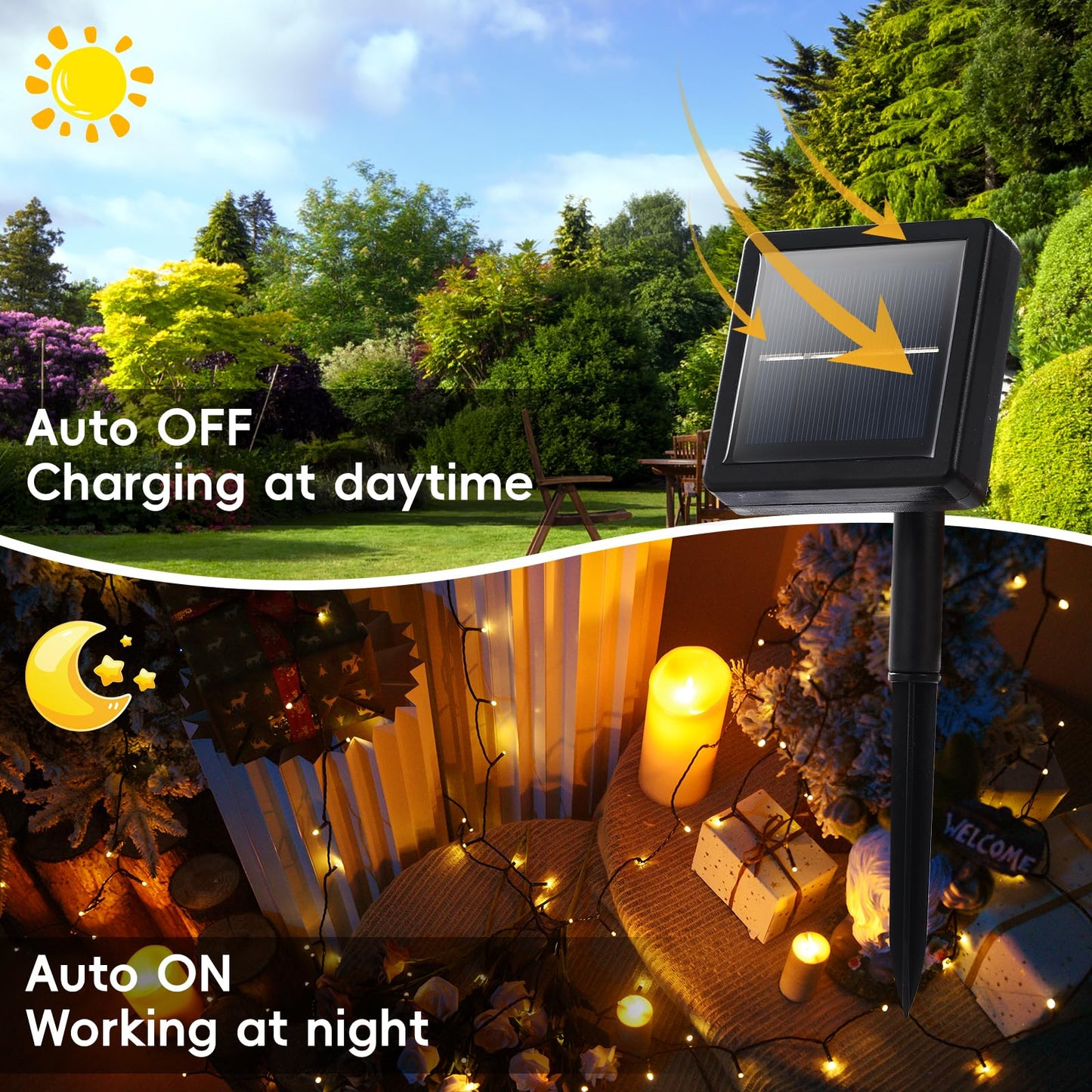 Solar Powered String Lights, 164ft 2 Pack Total 400 Led Solar Christmas Lights Outdoor Waterproof with 8 Modes - Solar Outdoor String Light for Outside Tree Lights for Tree Patio Christmas Warm White