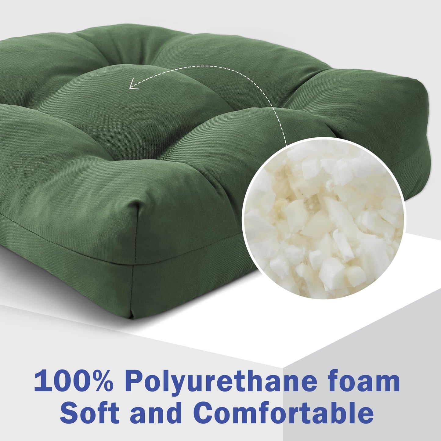 IPYNBAP Outdoor Chair Cushions Set of 2, Patio Chair Cushions with Ties, 19x19+5” Tufted Outdoor Seat Cushions, Waterproof Patio Furniture Cushions, Outdoor Dining Chair Pads, Forest Green