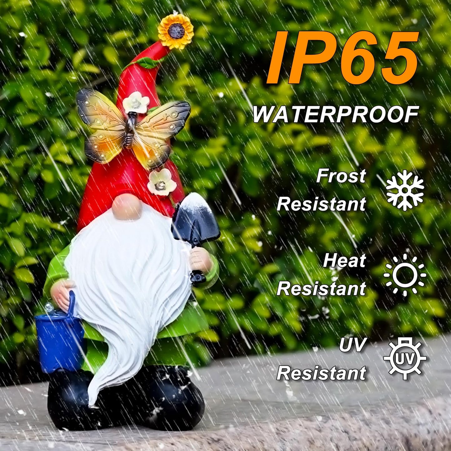 Arecyuer Spring Gnomes Garden Statues Decor, Solar Waterproof Large Gnome with LED Lights Funny Garden Sculptures Outdoor Patio Yard Decorations Lawn Ornaments Gifts for Women Mom