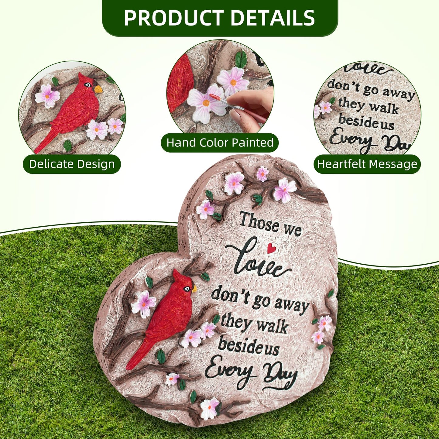 Jazcimdo Sympathy Gifts for Loss of Loved One, Memorial Garden Stones in Memory of Loved One Gifts, Condolence Bereavement Gift for Garden, Outside, or Home Decor (10 inch)