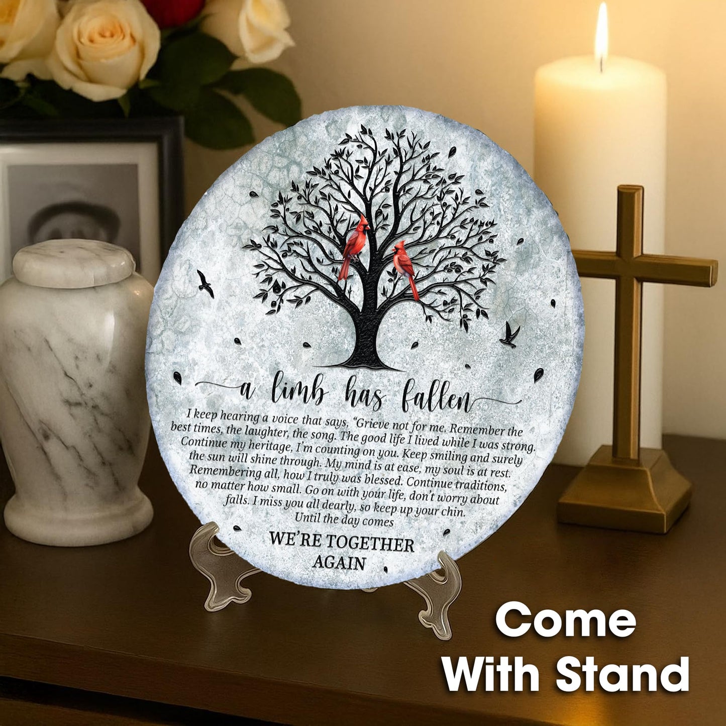 8'' Memorial Garden Stone for Loss of Loved One, Garden Stones in Memory of Loved Ones, Sympathy Gift Mothers Day, Weatherproof Outdoor Memorial Plaques, Remembrance Natural Stone with Stand HS8-8