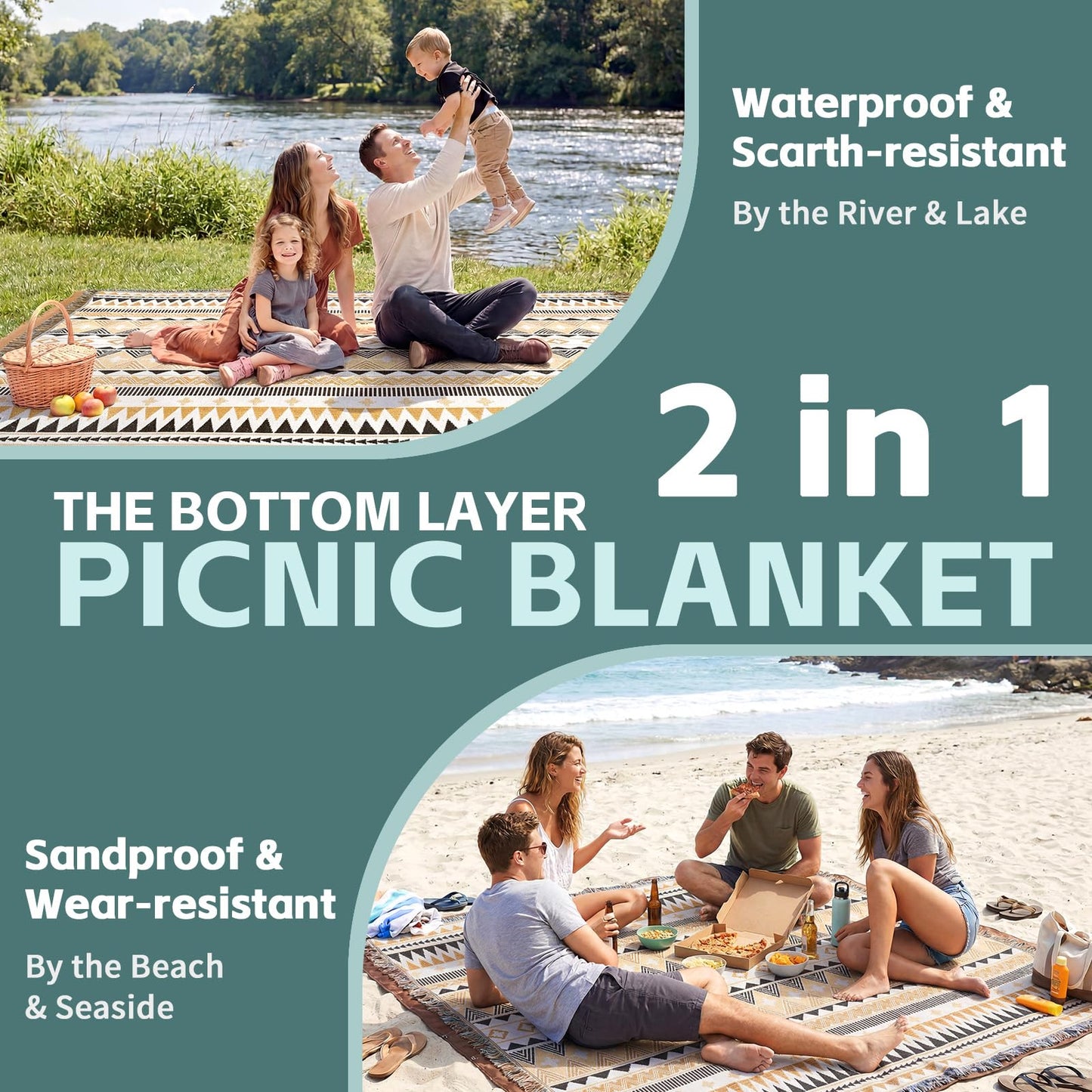 2 in 1 Extra Large Boho Beach Blanket Towel Giant Woven Outdoor Picnic Mat Camping Gear Cruise Essential 2025 Summer Vacation Must Have Airplane Travel Accessories Costa Rica Bahamas Hawaii Trip Stuff