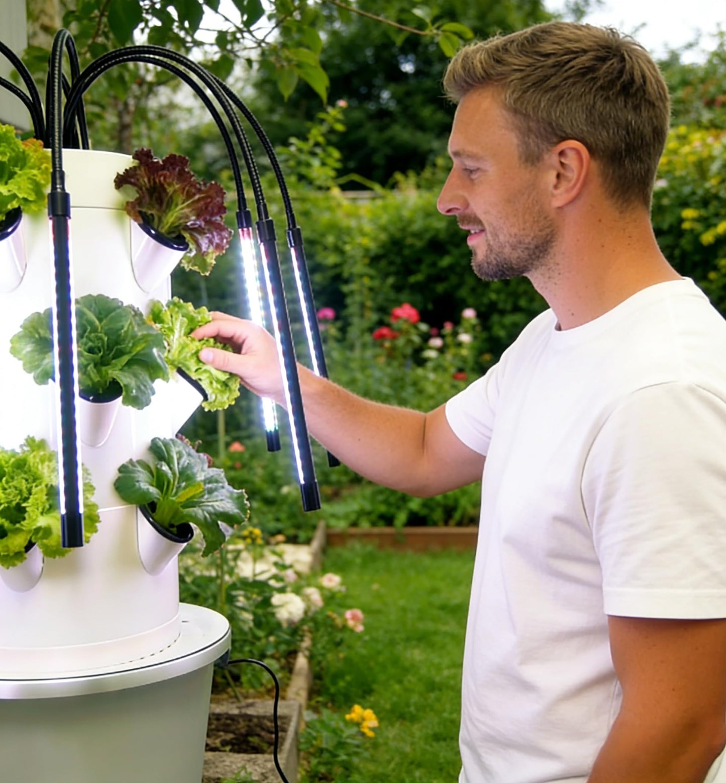 TIRUSS Vertical Hydroponic Growing System | 3-Layer 15-Hole Indoor Garden Kit with 6 LED Grow Lights & Water Pump | Soil-Free Smart Planter for Kitchen Herbs & Veggies | No Seeds Included