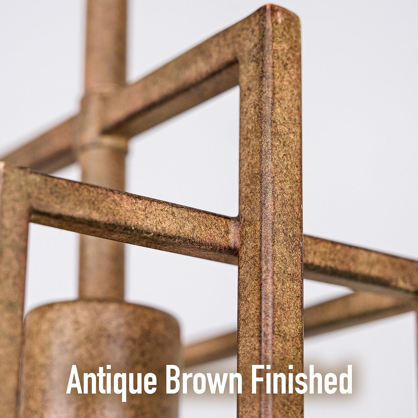 Wrlmfy Antique Brown Pendant Lighting Fixture with Geometric Metal Cage, 1-Light Retro Inspired Farmhouse Mini Hanging Lamp with Height Adjustable Rods for Kitchen Island, Cafe Bar, Dining Room