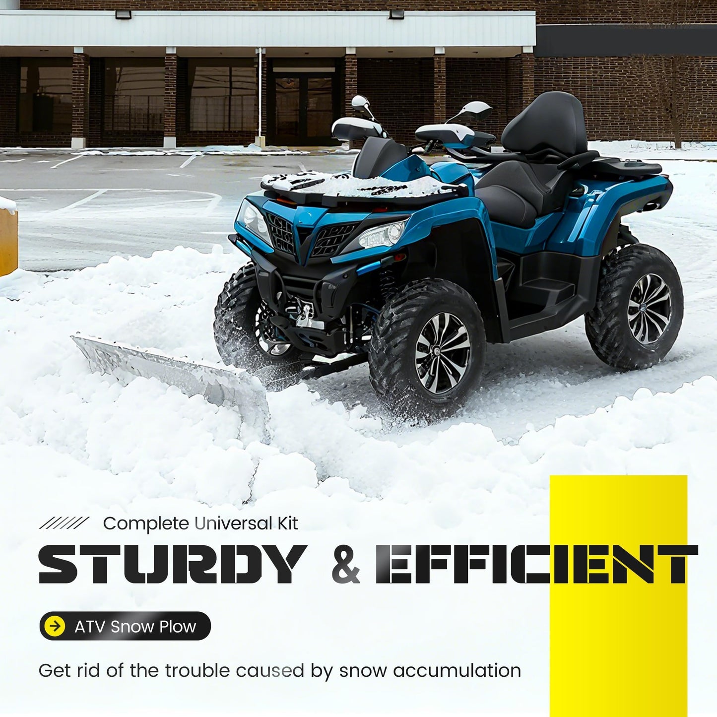 ECOTRIC ATV Snow Plow Blade Adjustable 48" Complete Universal Kit Compatible with Honda Kawasaki Polaris (You Will Receive 2 Packages)