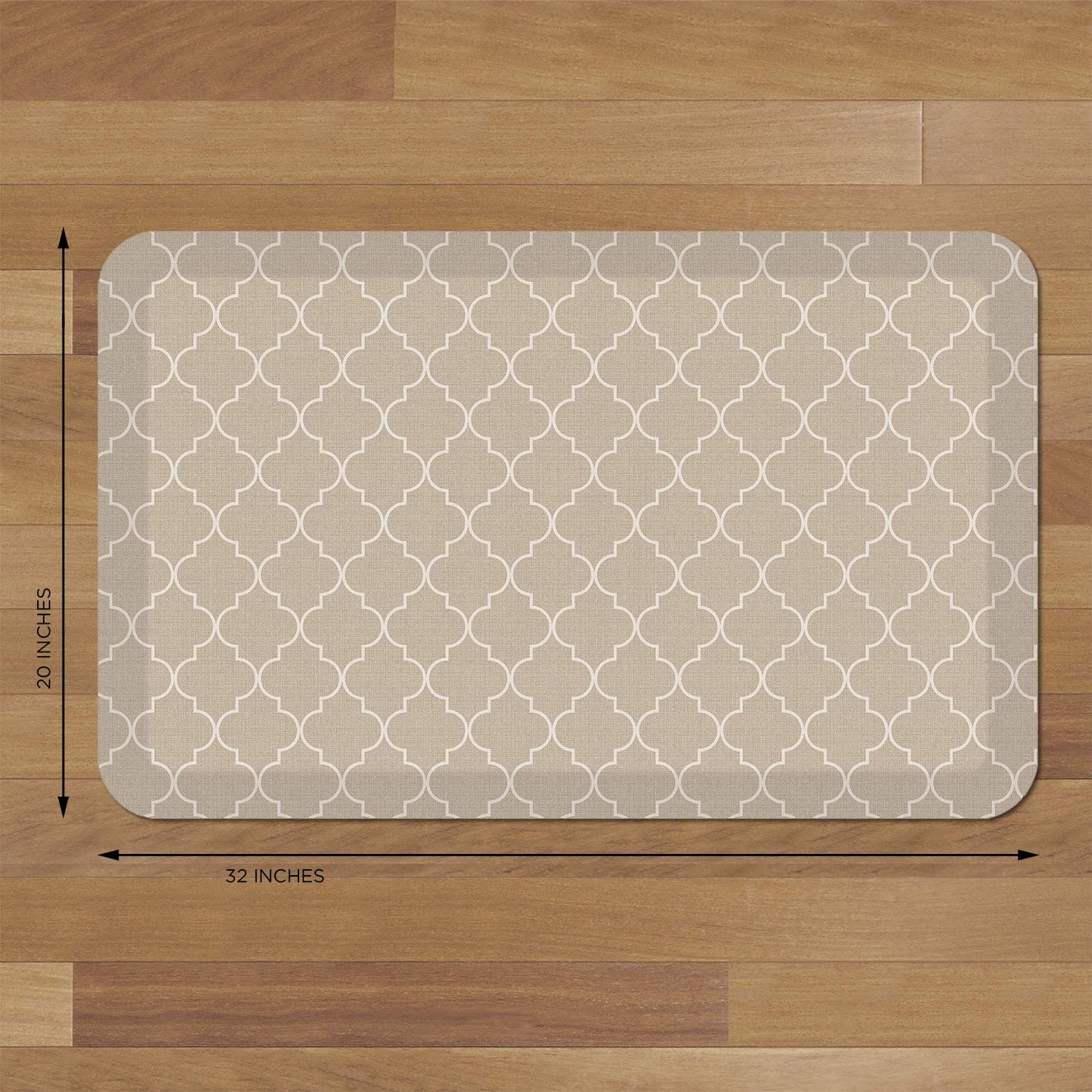 GelPro Anti-Fatigue Designer Comfort Kitchen Floor Mat, 20x32, Trellis Khaki Stain Resistant Surface with 3/4” Thick Ergo-Foam Core for Health and Wellness