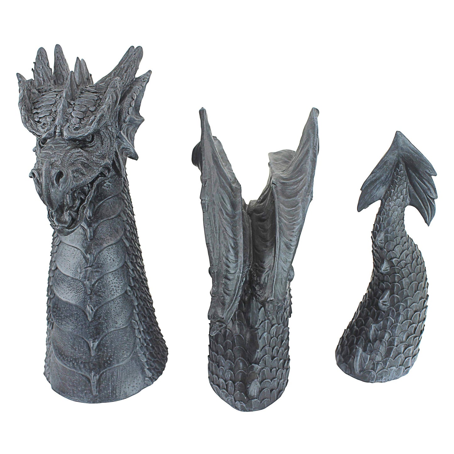 Design Toscano The Dragon of Falkenberg Castle Moat Lawn Garden Statue, 28 Inch Long, 14 Inch Tall, Cast Stone Resin, Gray Stone Finish