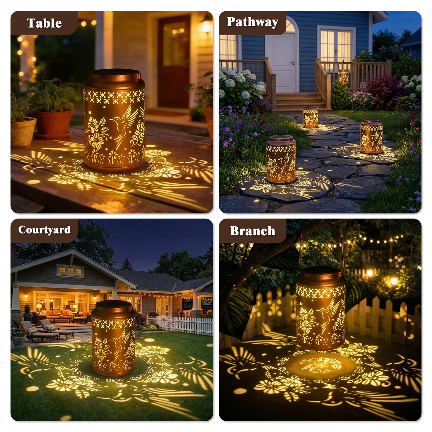 Mothers Day Gifts for Mom, Hummingbird Solar Lanterns Outdoor Waterproof - Birthday Gifts for Women, Hanging Solar Lantern for Yard, Patio, Porch, Garden Decor