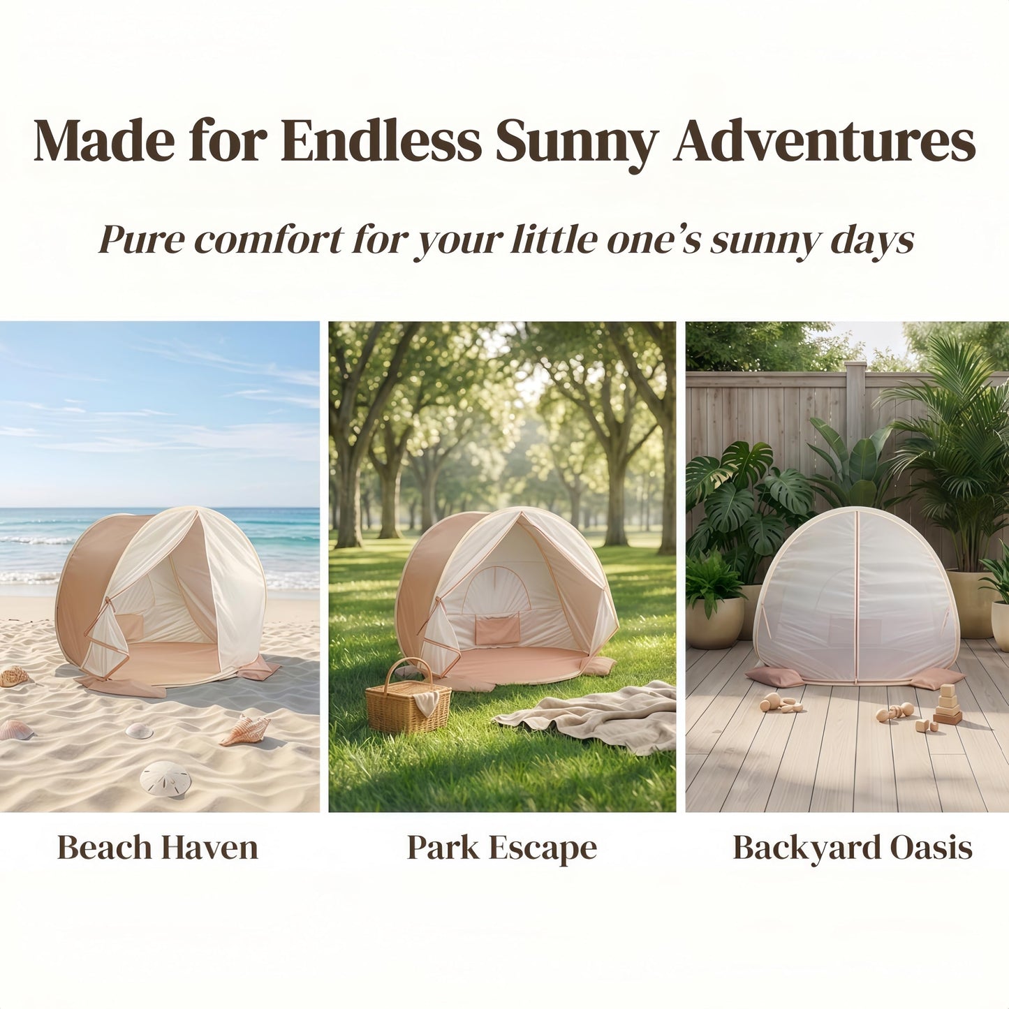 Pivoryla Baby Beach Tent, Pop Up Baby Tent with UV Protection, 37"x29"x33" Baby Sun Shade, Portable Baby Beach Essentials | 1.2lbs Lightweight, Sand-Proof Mesh Door, 4 Steel Stakes & Carry Bag
