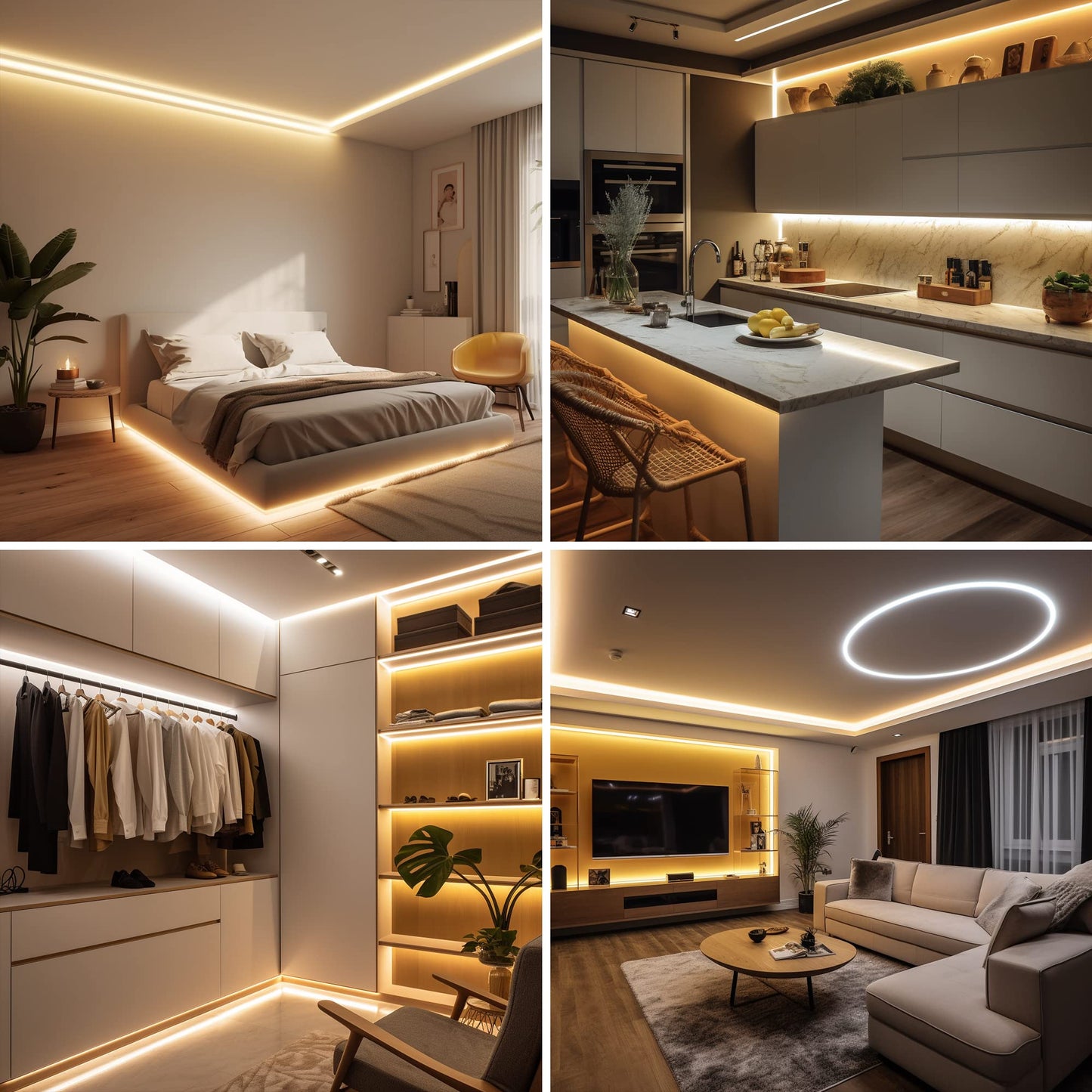 AXMOTUT COB LED Strip Light Warm White, High Bright LED Strips with 2400LEDs, RF Remote and UL Power Supply, 3000K Dimmable LED Lights for Bedroom, Kitchen, DIY Home Decoration