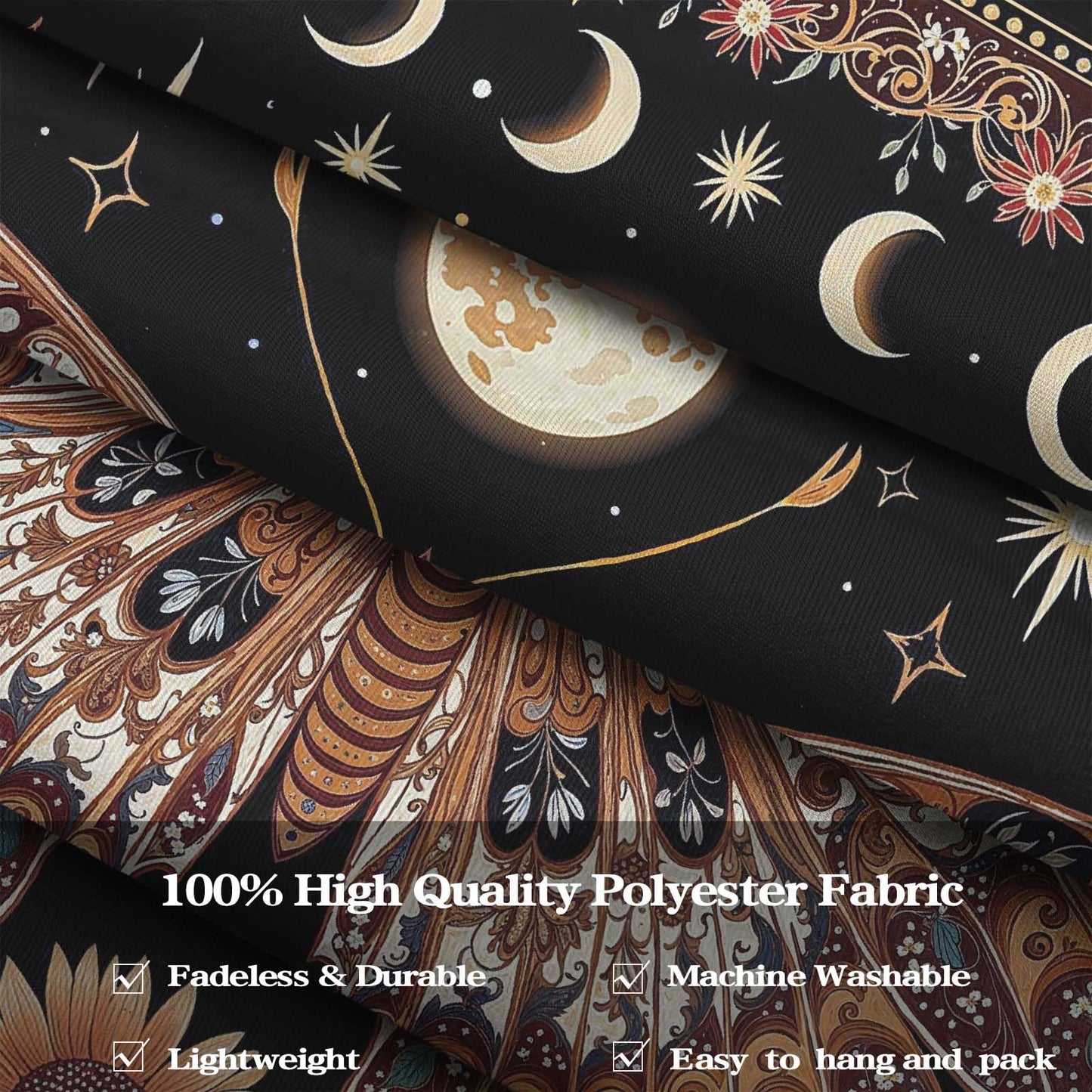 CKM-WOYIN Butterfly Tapestry Moon Star Retro Floral Sunflower Plant Tapestries for Bedroom Witchy Aesthetic Room Decor Tapestries Wall Hanging for Living Room, Bedroom, Dorm (60''×44'')