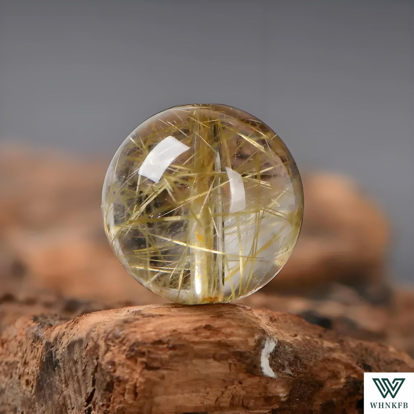 WHNKFB 8mm 50PCS Natural Golden Rutilated Quartz Round Beads, High Clarity Loose Crystal Beads for Jewelry Making Craft - 6mm 8mm 10mm Options with Free Elastic Cord