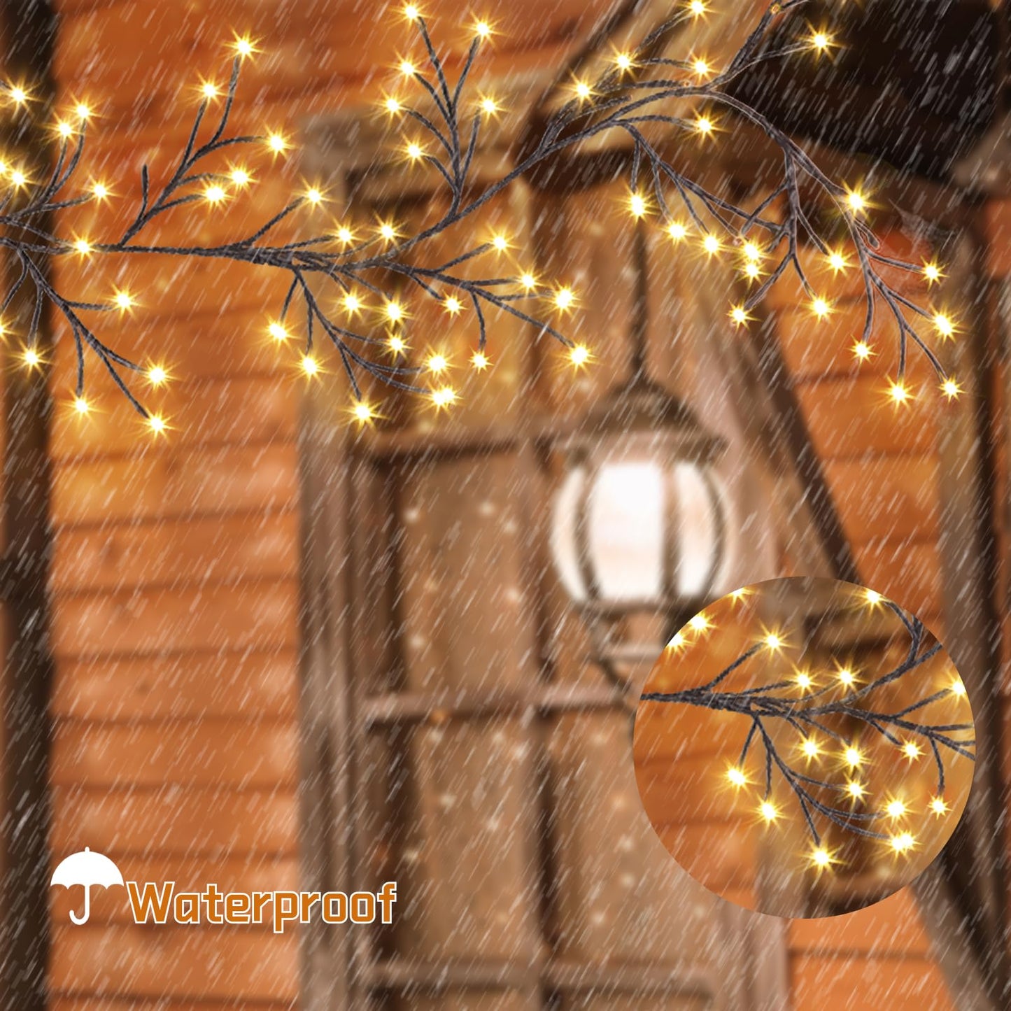 XINXIANLIAN 96 LED Willow Vine Lights 6FT Enchanted Wall Decoration Vine Lights 8 Modes for Home Indoor Wall Decoration (Warm White)