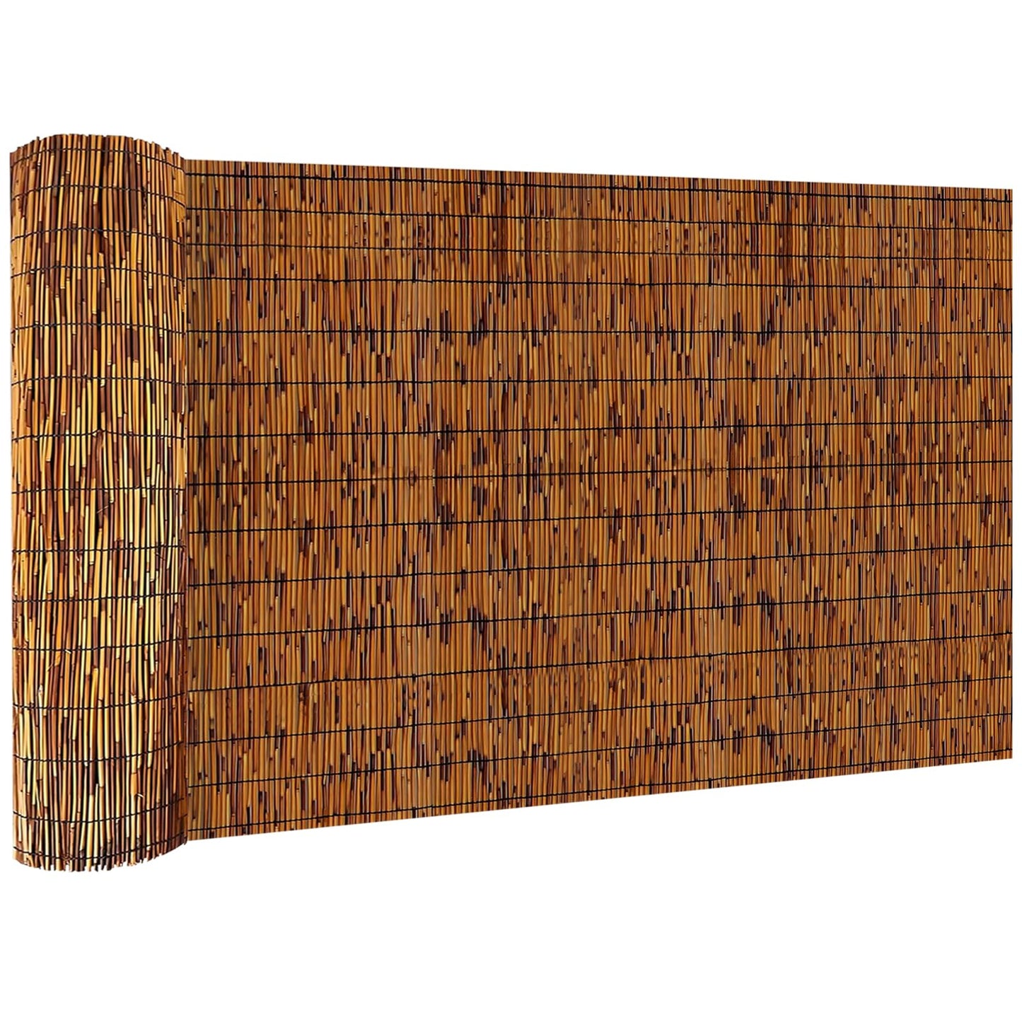 KOIUEYW Reed Fencing Rolls, Decorative Bamboo Fencing 4ft High Roll Reed Screen, Bamboo Curtains for Balcony Patio Garden Backyard Outdoor (Light Russet)