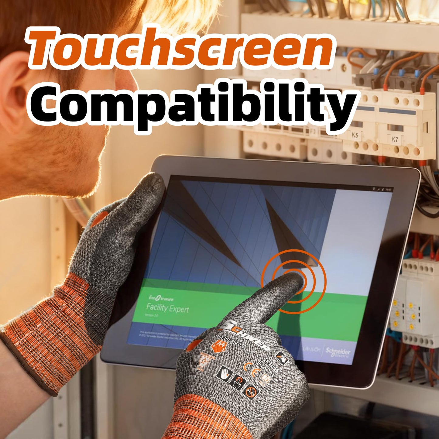 Schwer 12 Pairs Cut Resistant Work Gloves, CR3066 ANSI A4 Cut Proof Gloves with PU Coating, Touch-Screen, Non Slip, Reinforced Thumb, Wire & Fiberglass Free, Durable Working Gloves for Construction, L