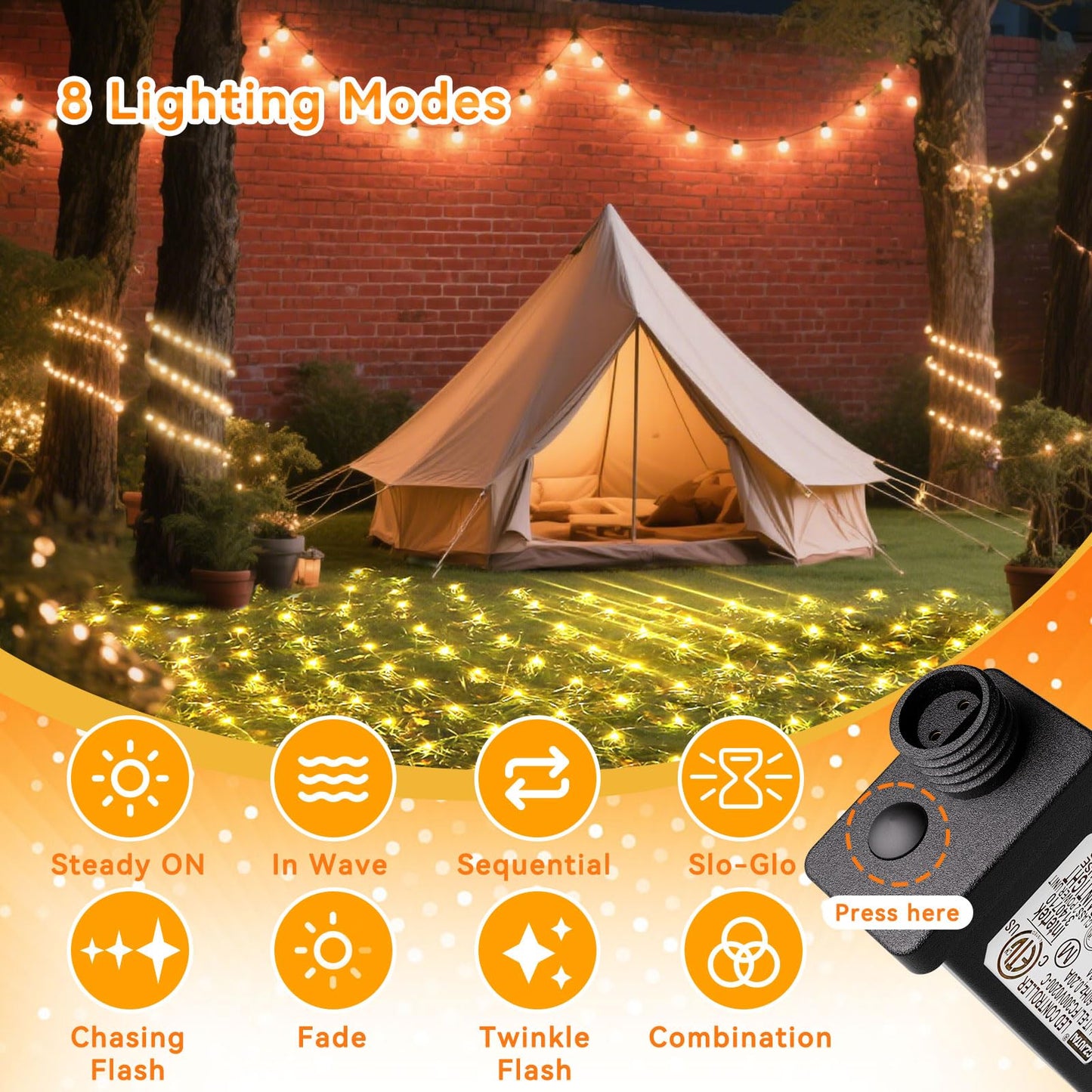 LitHome 21ft x 5ft Christmas Net Lights, 360 LED Mesh Fairy String Lights with 8 Modes, Connectable Plug in Waterproof Mesh Lights for Bushed,Trees,Yard,Patio,Garden Decorations(Warm White)