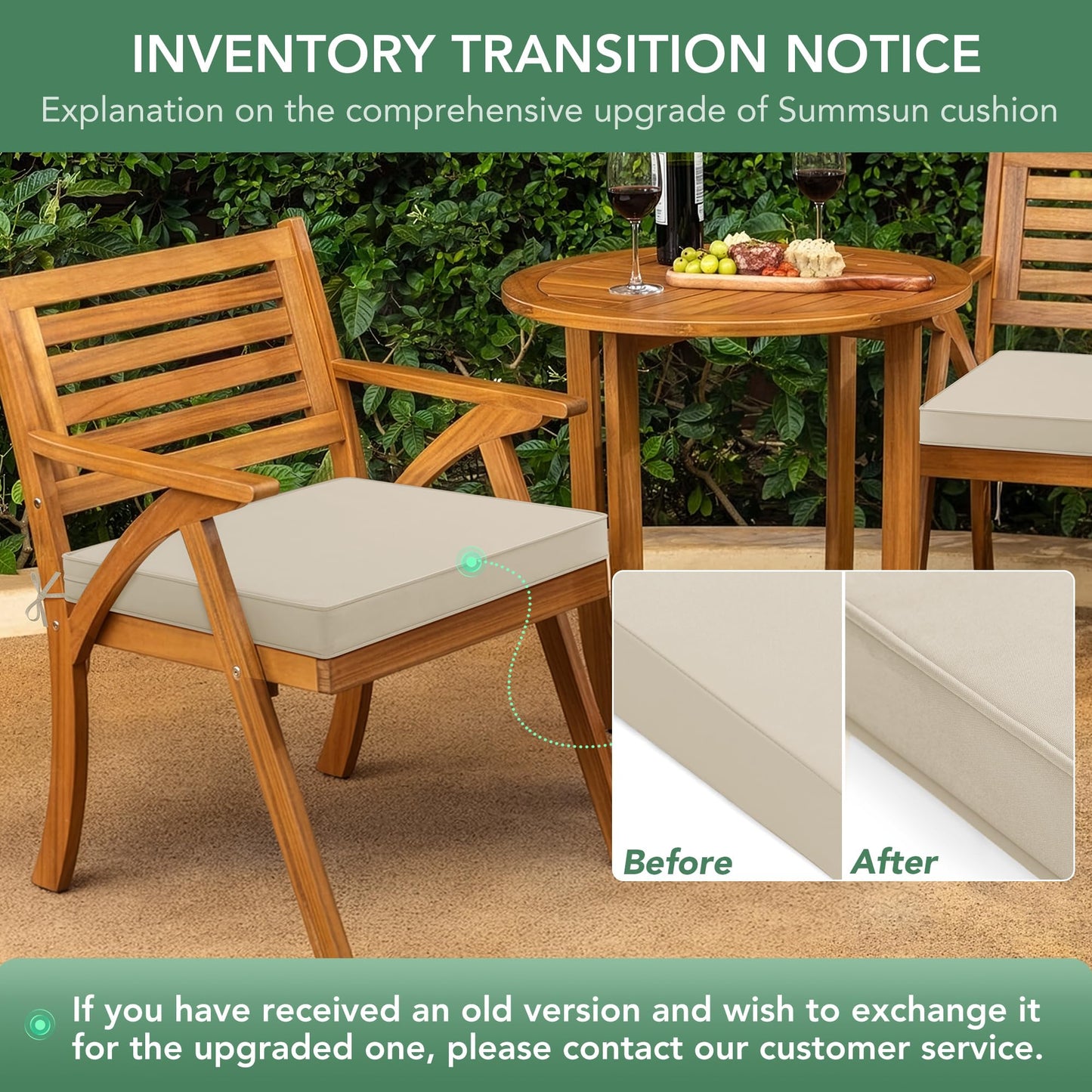 Outdoor Chair Cushions Set of 6: Waterproof & Fade Resistant Seat Cushion for Patio Furniture - 18.5 x 16 x 2 Inch Chair Pads with Ties and Hidden Zipper - Patio Chair Cushion Replacement, Beige