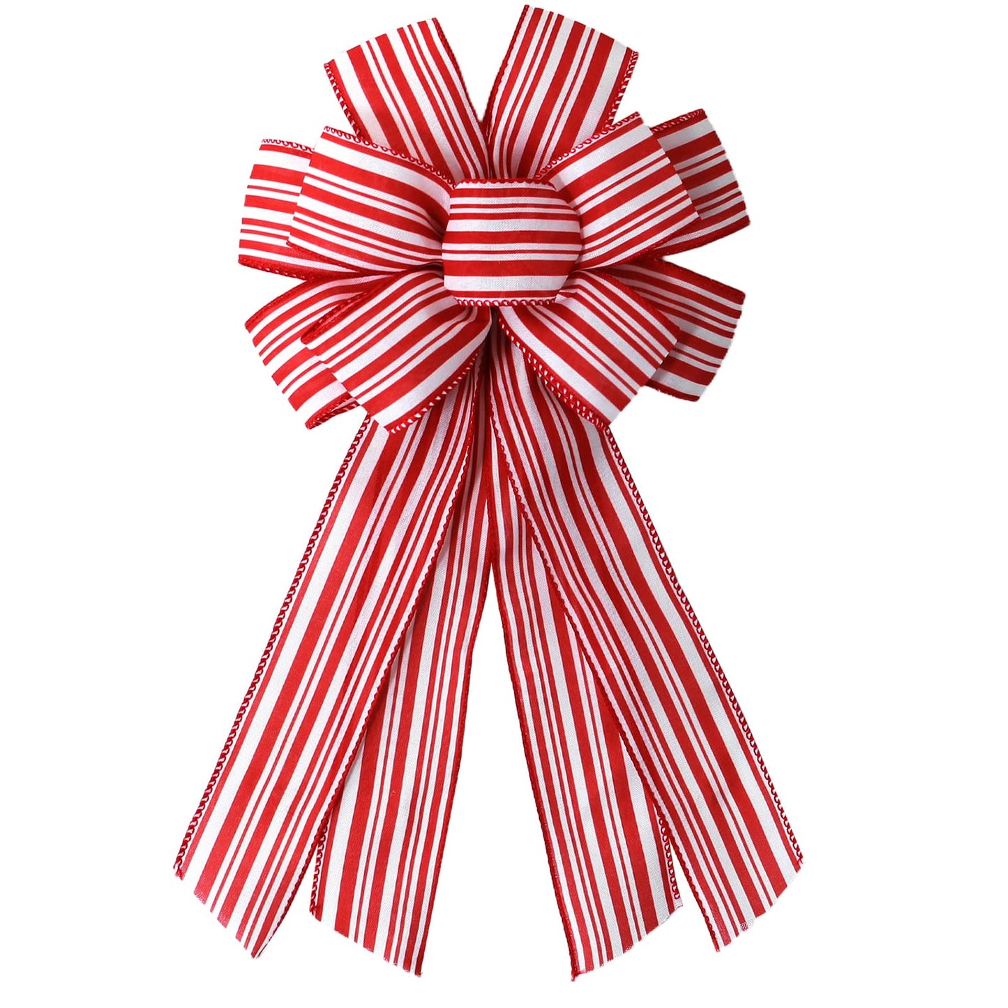 chmacura Fall Red White Stripes Wreath Bows for Front Door, Christmas Burlap Bow Holiday Baby Shower Bows for Wreath Accessories Home Thanksgiving Decorations