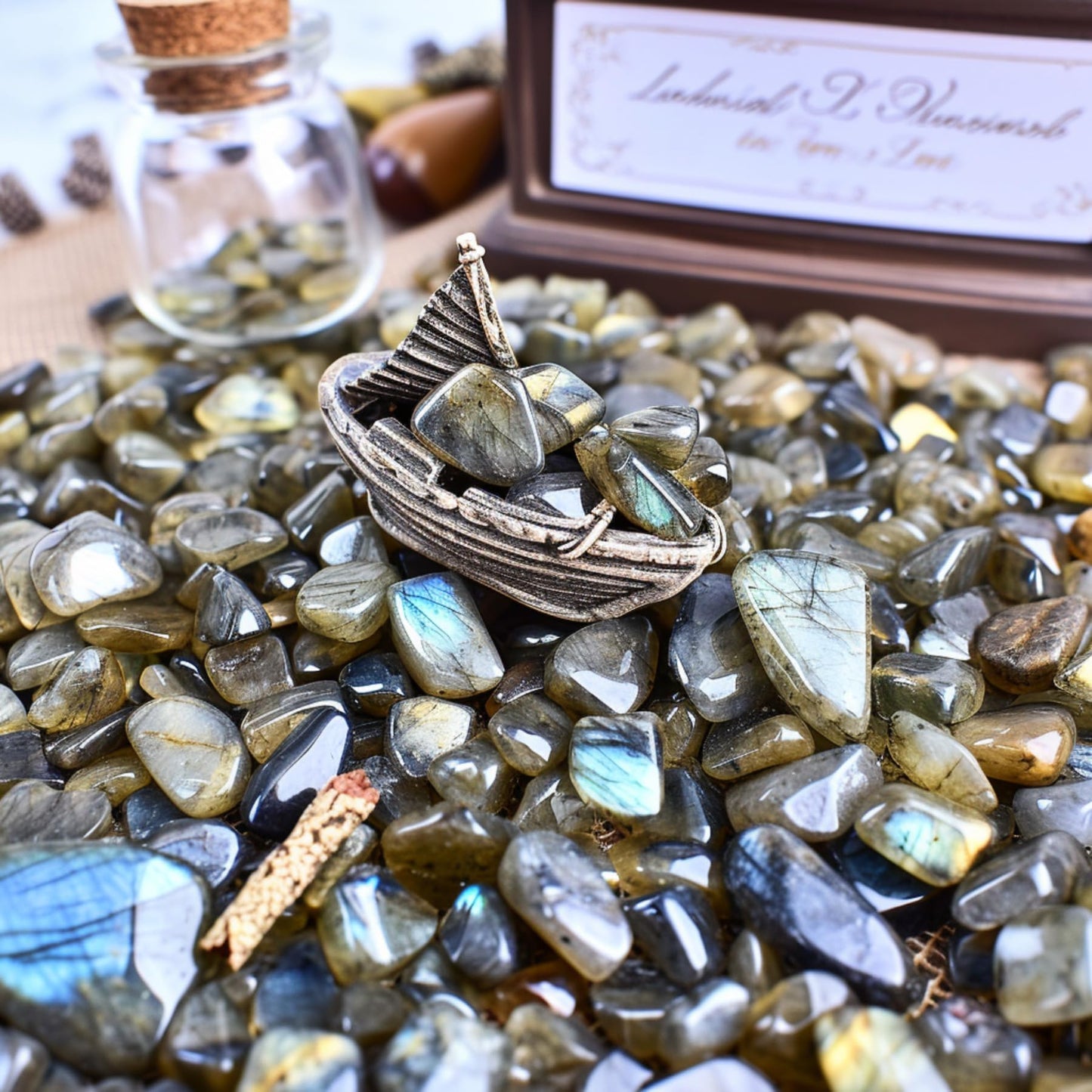SigMntun Polished Labradorite Crystal Chips 200 Pcs - 0.3" 10 Ounces Tumbled Stone Rock Jasper Agate Chips Crushed Sea Glass Stones Healing Reiki Crystal Making Home Decoration
