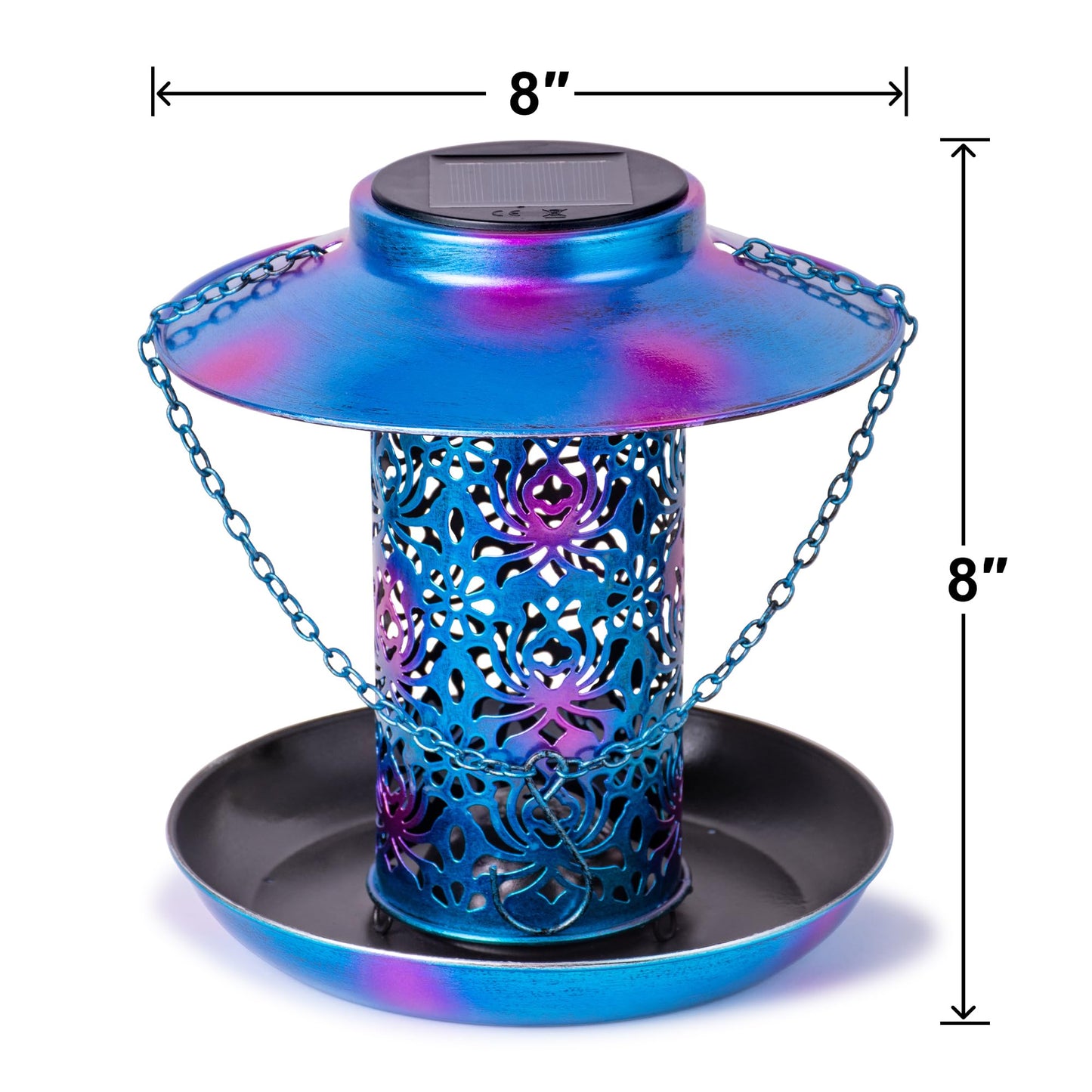 Ottsuls Solar Bird Feeder for Outdoors Hanging, Metal Wild Cardinals Garden Lantern with S Hook, Weatherproof and Water Resistant Birdfeeders as Gift Idea for Women Mom Grandma Bird Lovers (Blue)