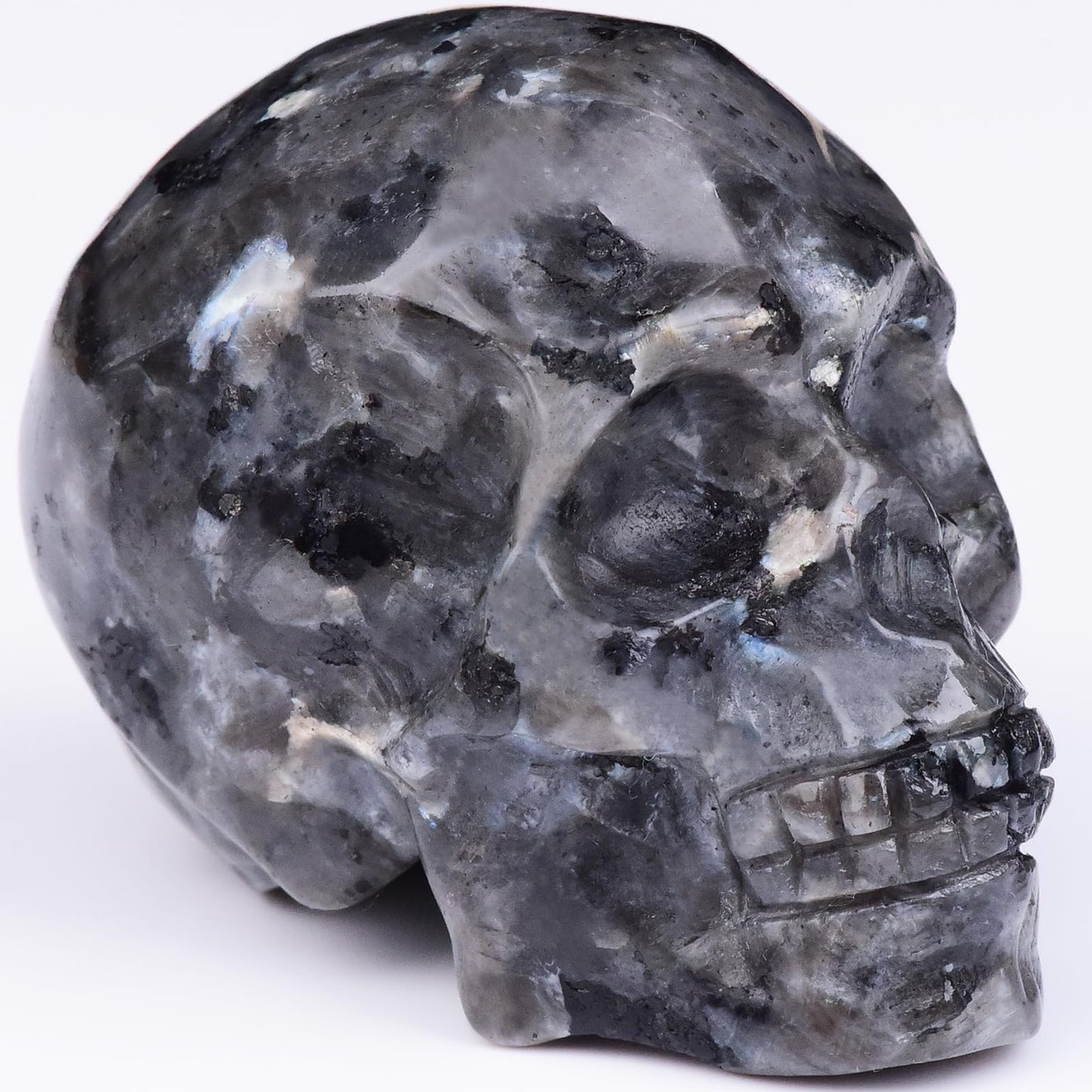 QLRSUXN 2 Inch Shimmer Stone Crystal Skulls Decor,Human Skull Sculpture Statues Healing Crystal Decor,Halloween Skull Figurines,Home Office Decoration Christmas Meditation Gifts for Men Women