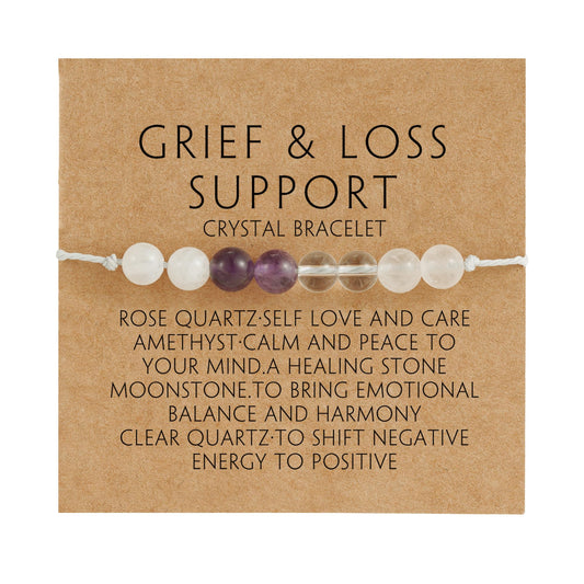 Fezodo Inspirational Encouragement Gifts for Women, Natural Healing Stones Bracelets Chistmas Valentines day Birthday Gift for Friends Women Men (Grief and Loss Support)