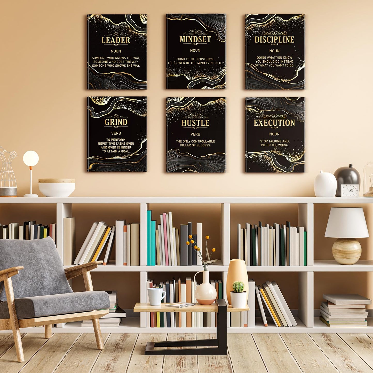 Geyoga 6 Pcs Inspirational Office Wall Art Motivational Quotes for Living Room Motivational Wall Decor Encouraging Canvas Posters Sayings for Wall Decor for Home Office 10 x 8 Inch