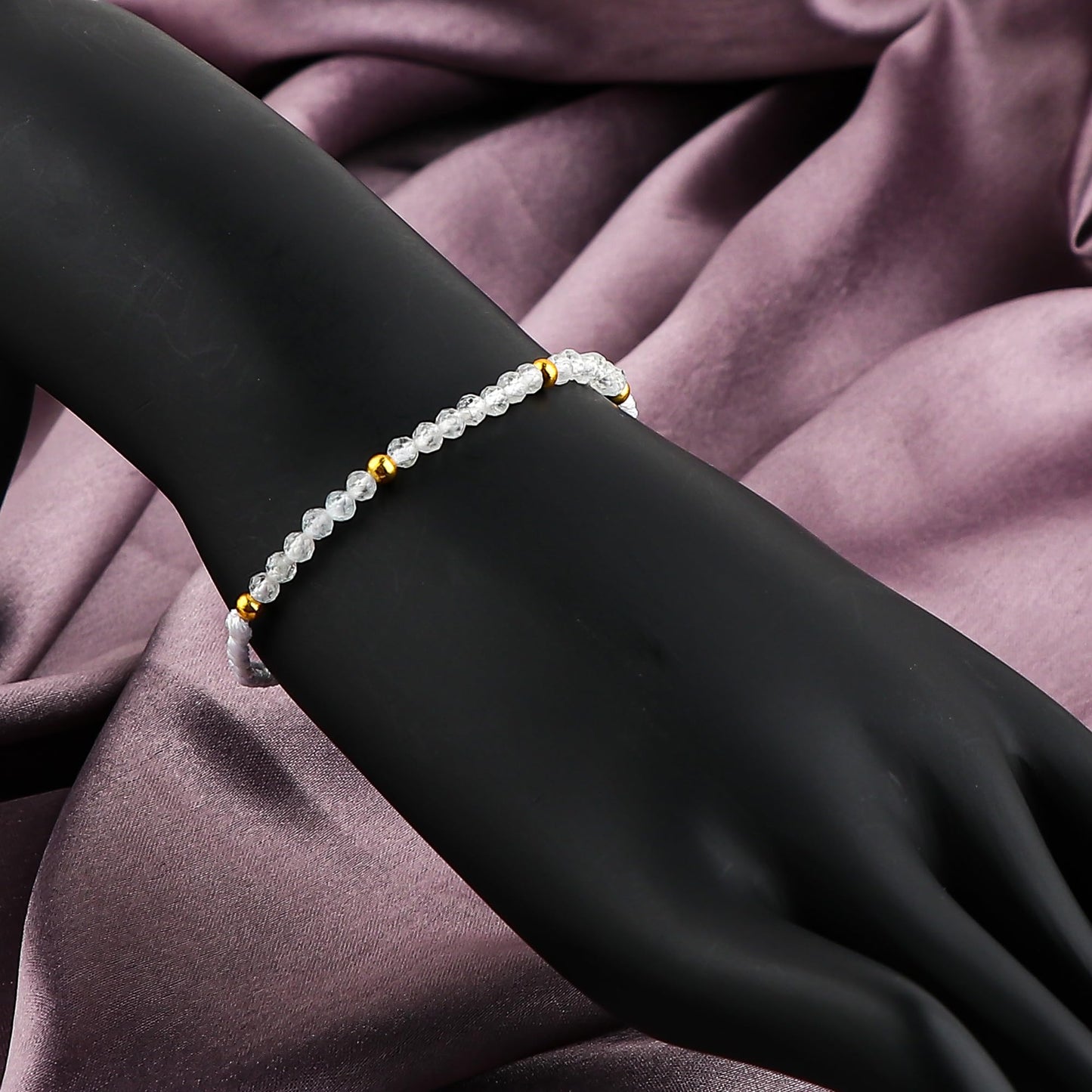 GEMSYMPHONY White Topaz Gemstone Beads Braided Bracelet – 3.5mm Natural Stone Beads, Handmade Adjustable Braided Rope Bracelet, Healing Crystal Jewelry for Men & Women, Unisex Boho Gift (White Topaz)
