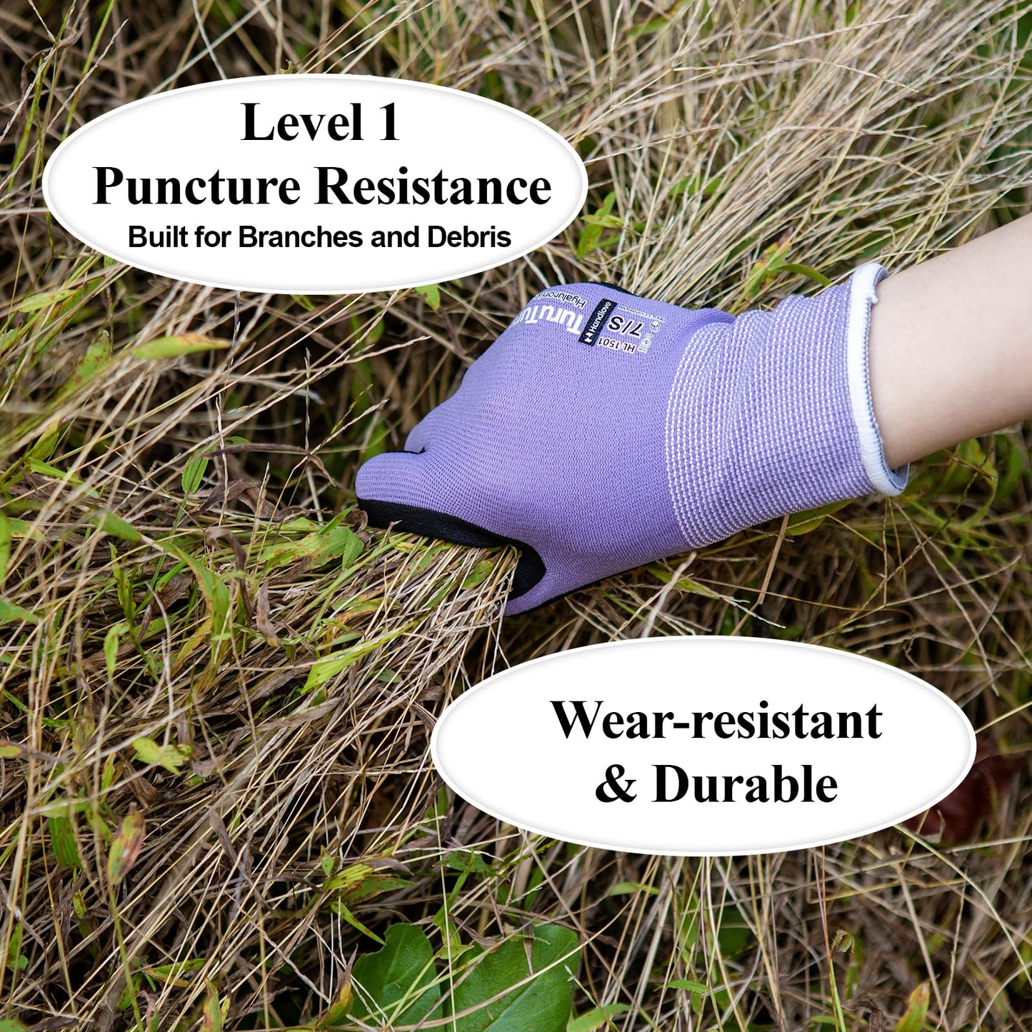 HandLove Gardening Gloves for Women, 2 Pairs, Hyaluronic Acid Moisturizing Gloves, Breathable Nitrile-Coated Grip, Latex-Free Touchscreen, for Weeding, Planting & Yard Work, Large, Pink&Green
