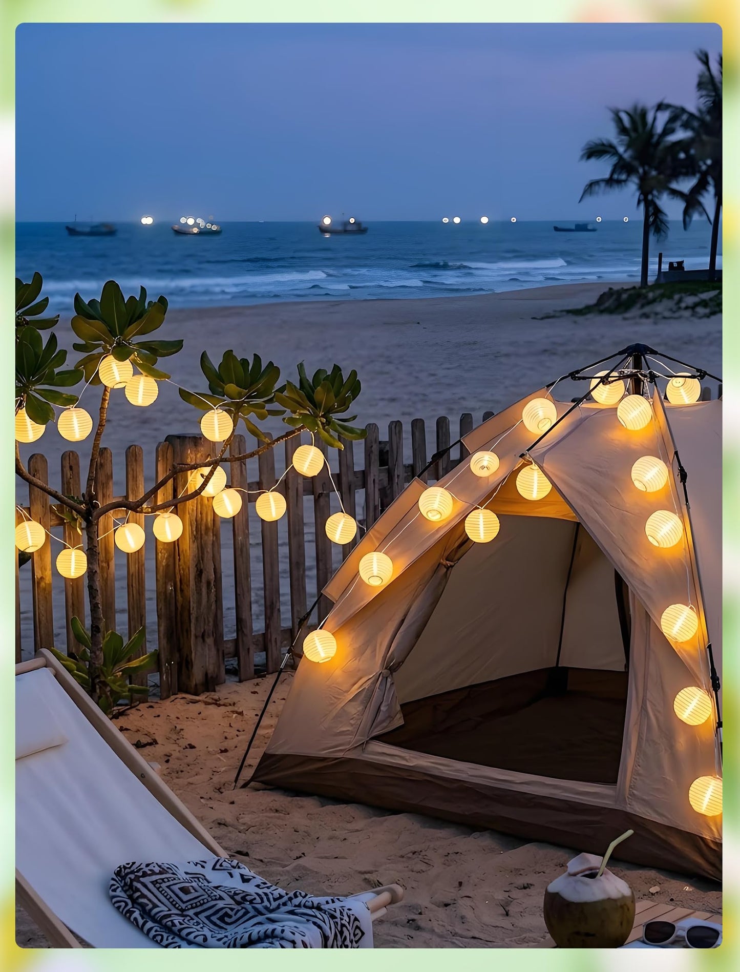 White Lantern String Lights Plug in, 8.5Ft Hanging Indoor Decorative String Lights with 10 Cute White Nylon Lanterns Lights Connectable for Indoor Outdoor Bedroom Ramadan Backyard Patio Bistro Decor