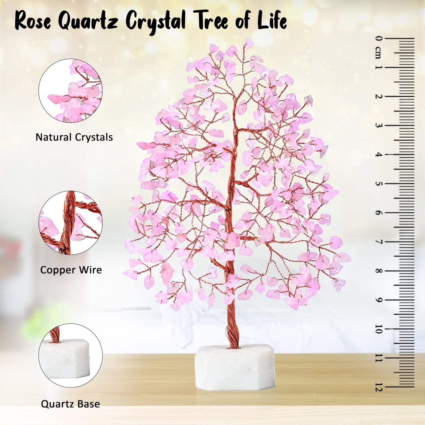 Crocon® Rose Quartz Crystals Tree, Birthday Gifts for Women, Mom, Girlfriend & Sister | Pink Room Decor Healing Crystals | House Warming Gifts Unique Spiritual Present Idea for Woman & Men Decoration