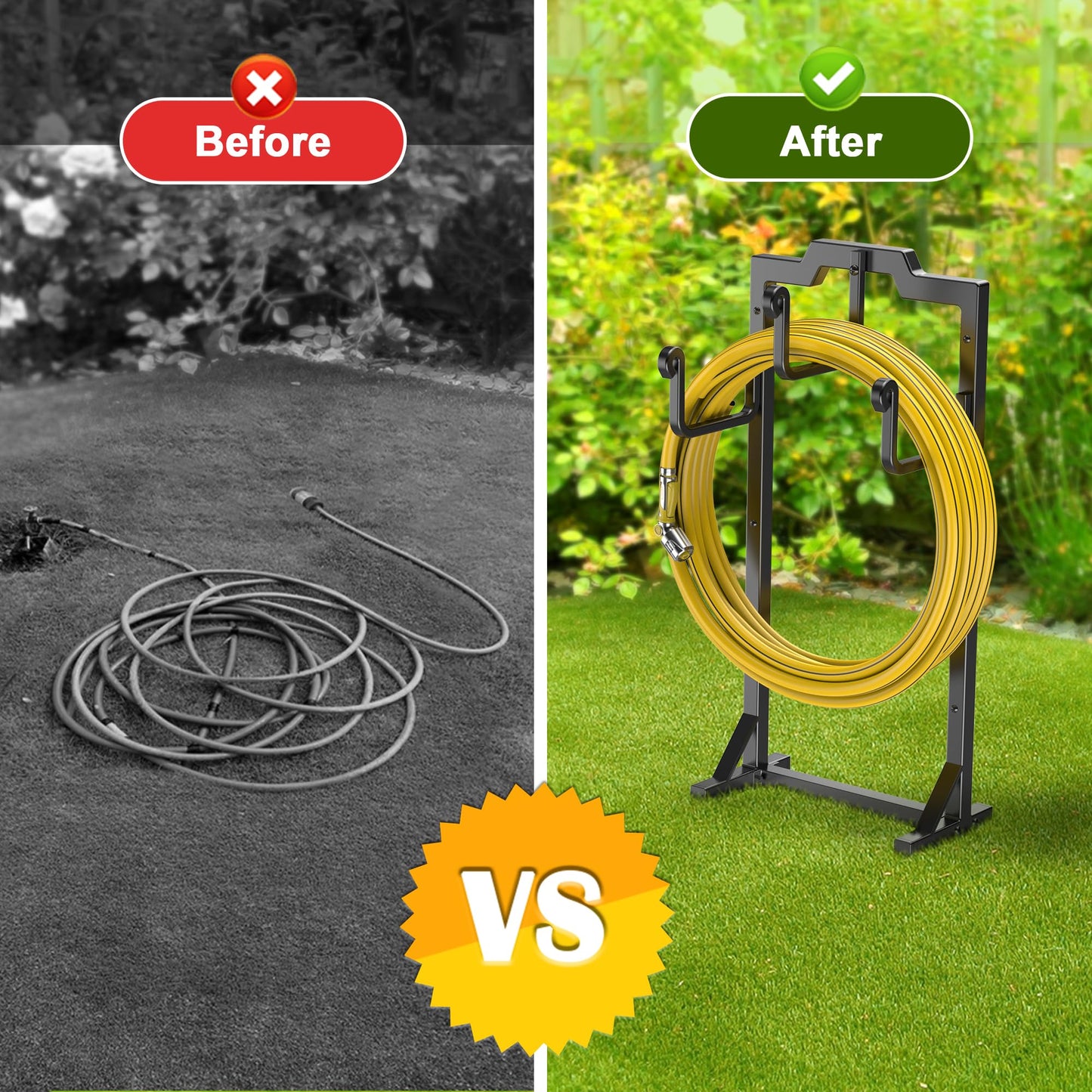 Skycarper Garden Hose Reel Holder Water Hose Hanger Organizer Stand,Black