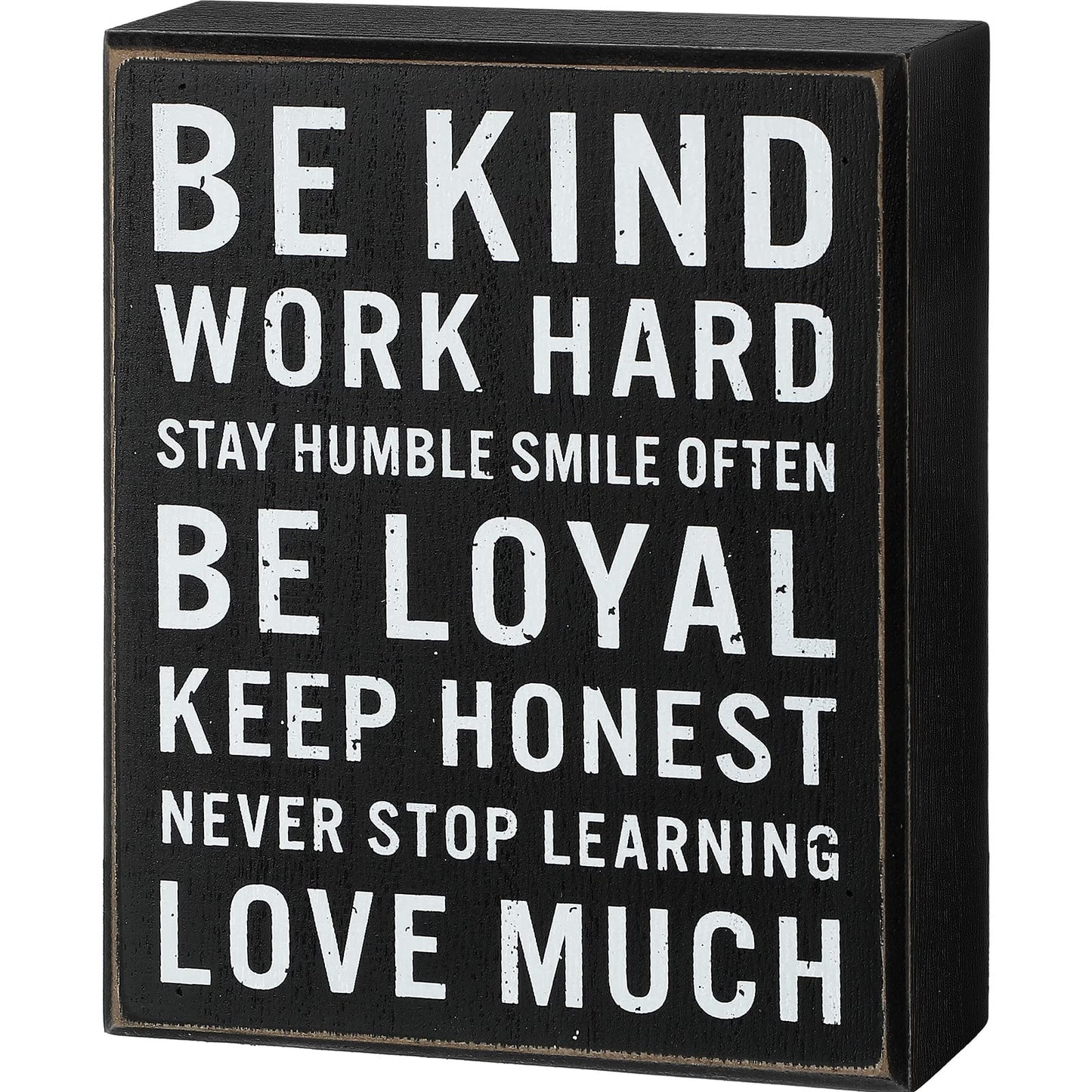 Be Kind Wooden Box Signs with Positive Quotes Sayings Inspirational Desk Decor Family Motivational Signs with Quotes for Farmhouse Office Employee Boss Desk Plaque 4.7 x 6 Inch(Black)
