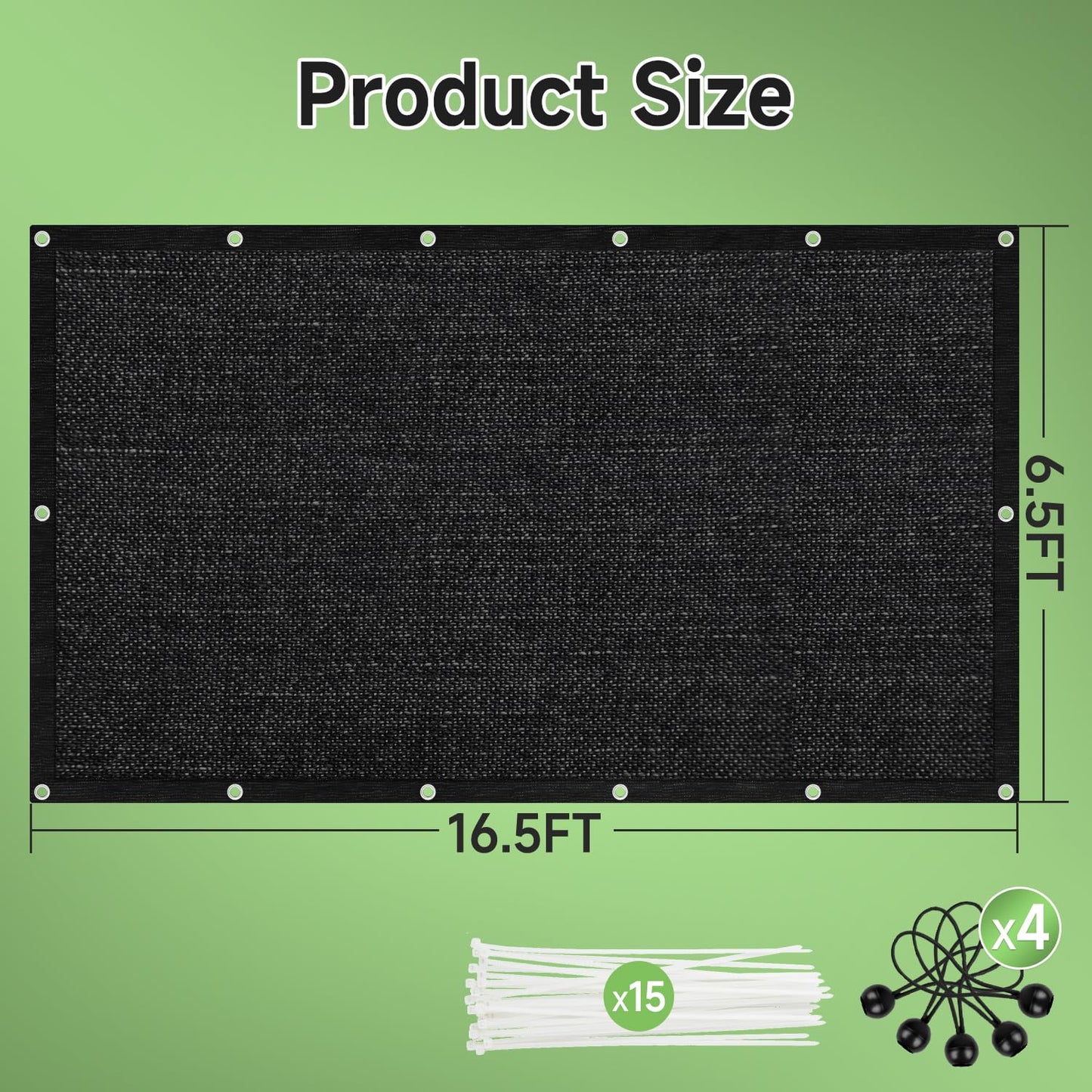 FOTMISHU 75%-80% Shade Cloth 6.5ftx16ft Heavy Duty Anti-Aging Sun Mesh UV Resistant Net, Sunblock Garden Shade Mesh Tarp for Plant Cover, Barn or Kennel, Flowers, Plants, Used for 3 Years or Even Long