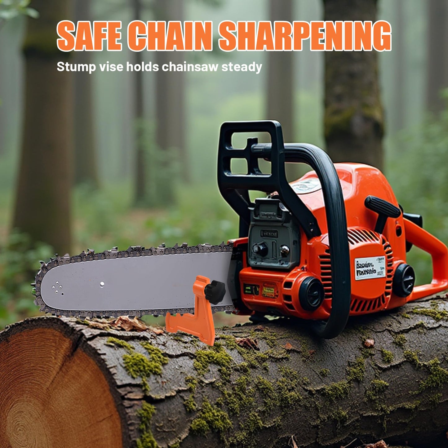 karvayna Universal Field Chainsaw File Kit, 14pcs Chain Saw File Set, 5/32" 7/32" 3/16" 1/8" 11/64" 13/64" Chainsaw Sharpening Files with Stump Vise