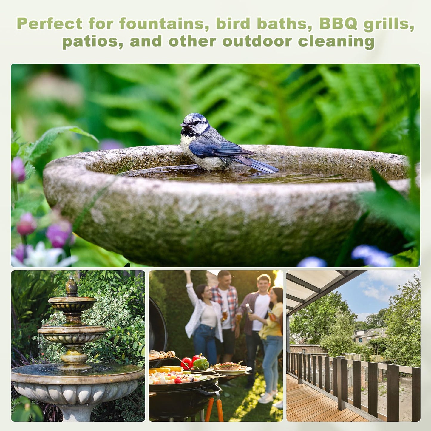 M METERXITY 1-Pack Bird Bath Cleaning Brush, 8.7" Plastic Bird Bath Cleaner with Ergonomic Handle for Fountain/Feeder/Outdoor Cleaning, Utility Hard Stiff Bristle Scrub [Beige Handle, Blue]