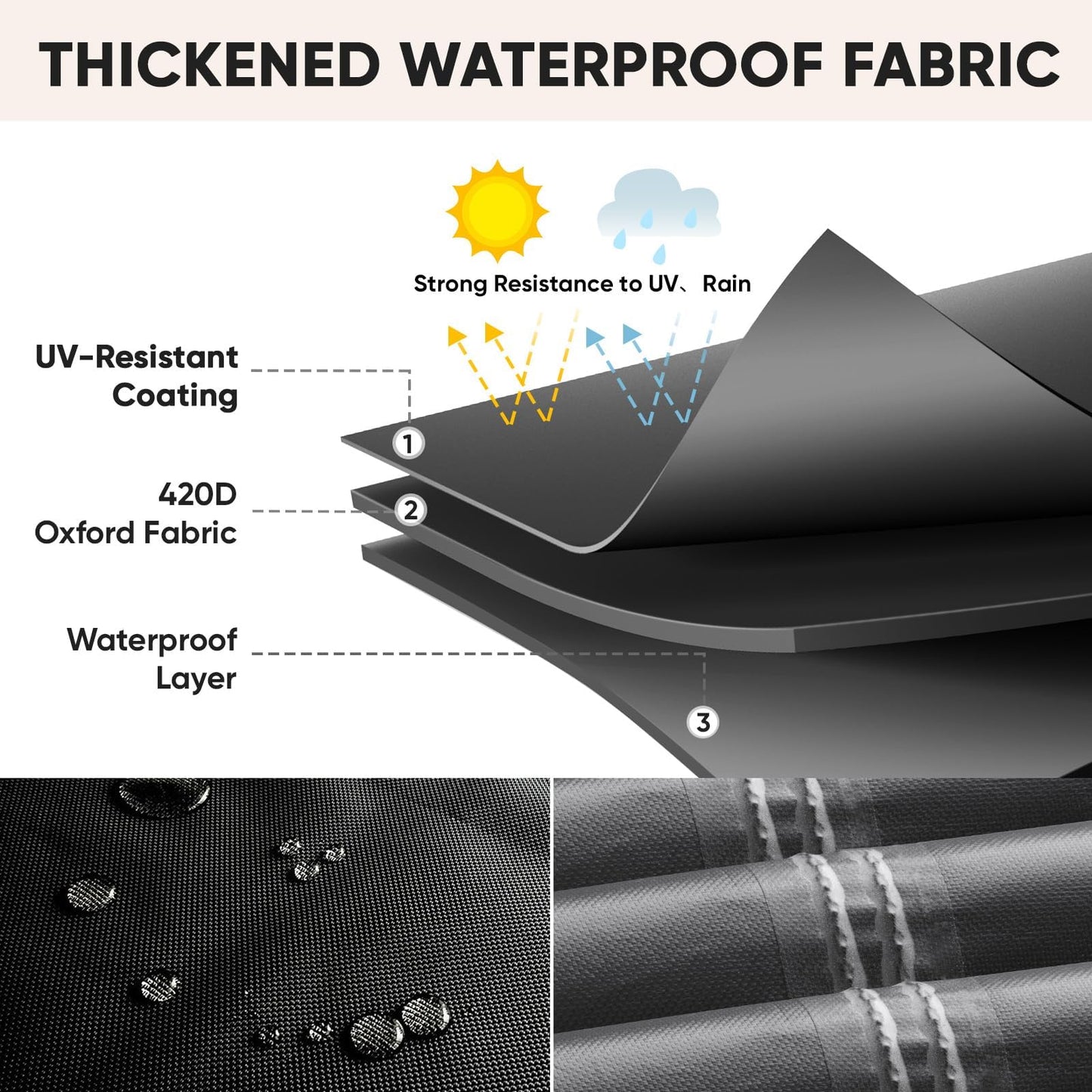 BALEINE Patio Furniture Covers, Outdoor Furniture Covers Waterproof, Heavy Duty Oxford Patio Table Cover for Outdoor Table, Chair, Sofa, Desk (Black, 138"L x 86"W x 32"H)