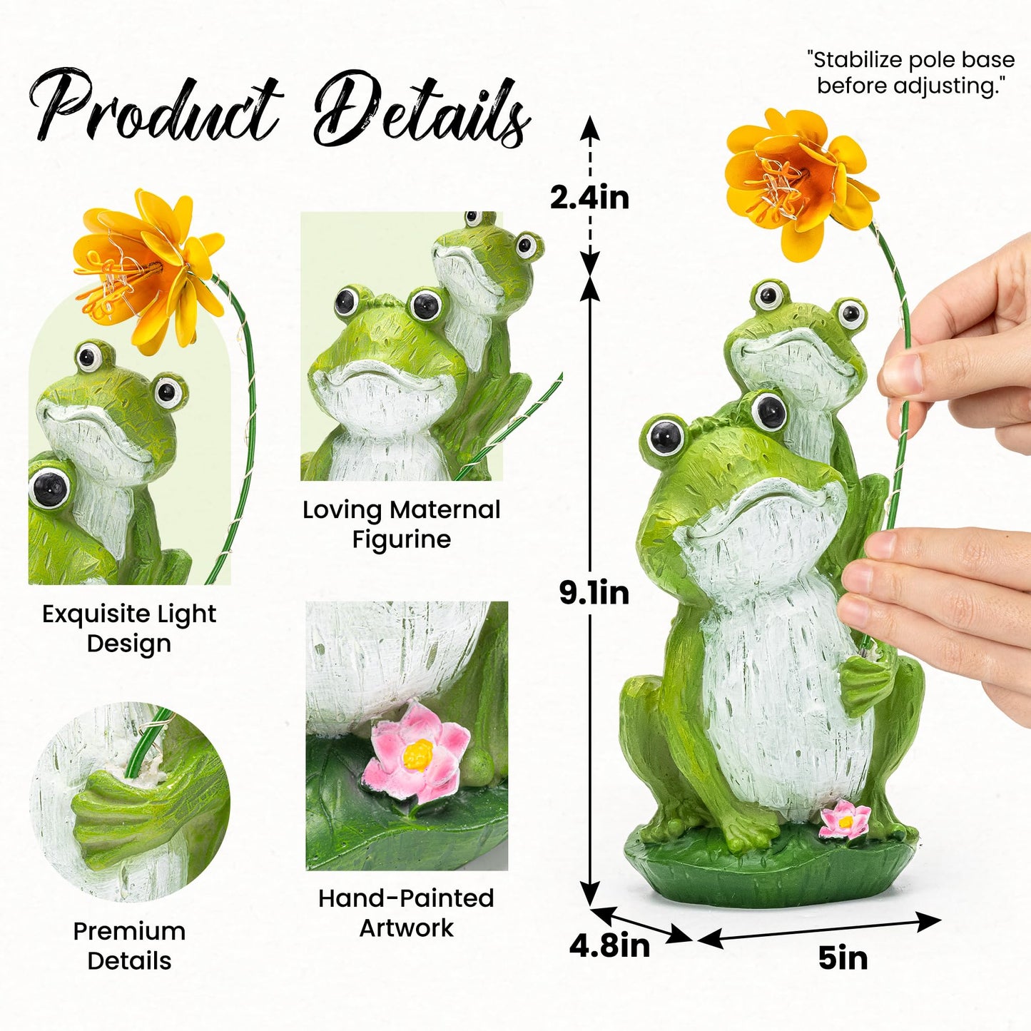 GIGALUMI Solar Garden Statues Loving Frog Garden Decor Figurine Lights for Outside, Yard Decorations Outdoor Patio Decor, Gardening Gifts for Women