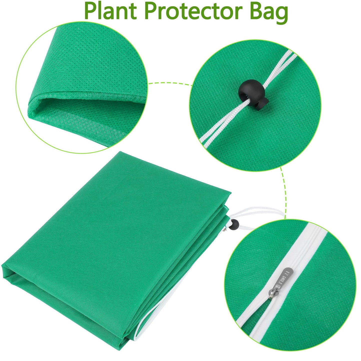 Hahood 10 Pieces Plant Covers Freeze Protection Winter Plant Frost Cover with Drawstring and Zipper Large Plant Protector Bag for Frost Blankets Jacket for Outdoor Plant, Green, 23.6 x 31.5 Inch