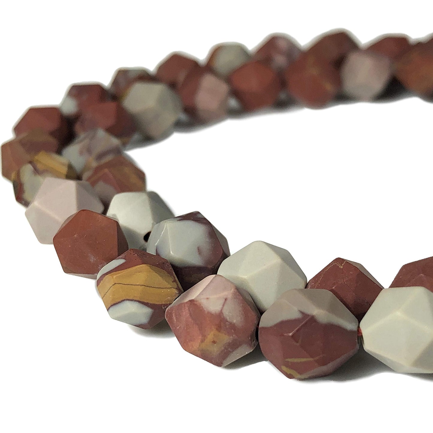 ABCGEMS Matte Australian Noreena Picture Jasper Beads (A Revolutionary Cutting Technique Brings a High-End Look to a Traditional Faceted Round) Healing Chakra Stone Non-Waxed Non-Polished Star-Cut 8mm